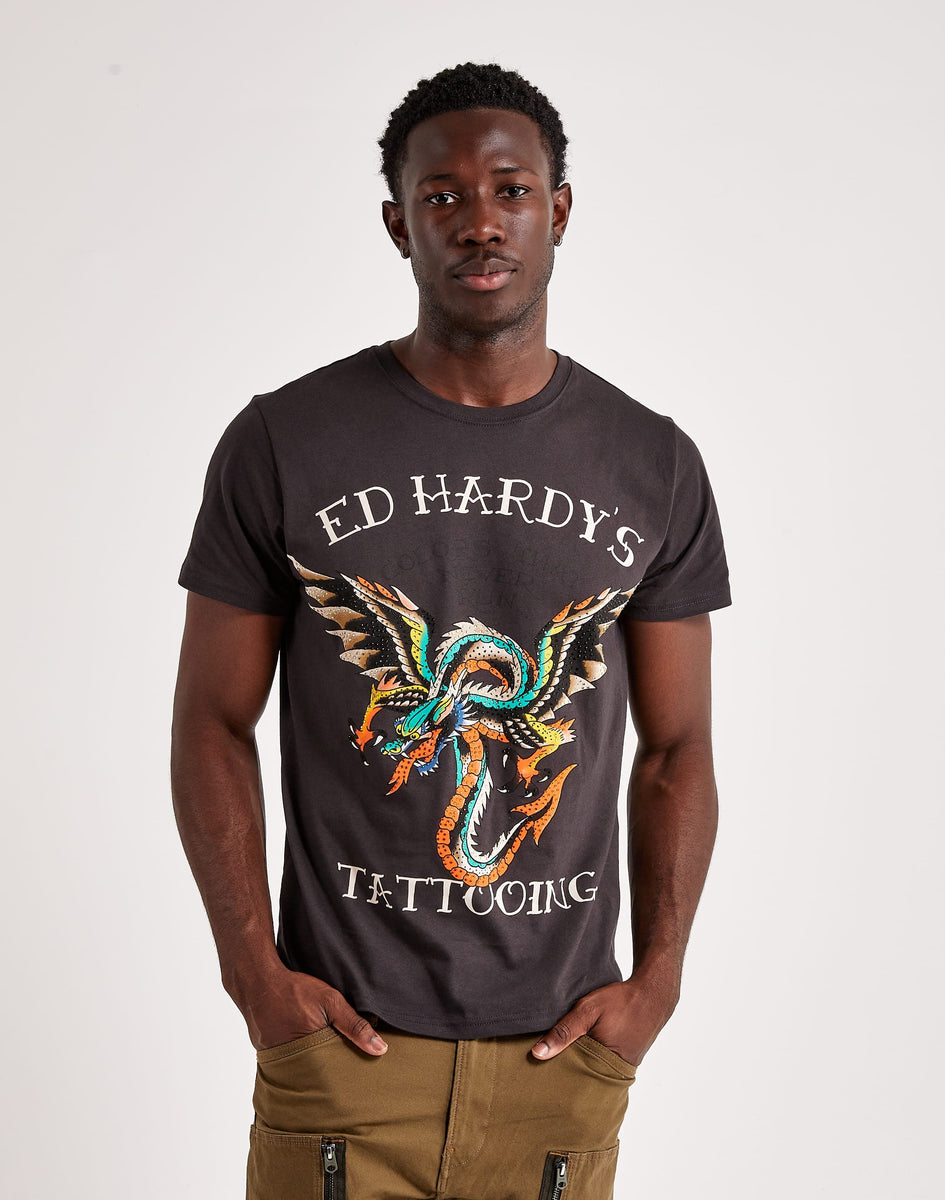 Ed Hardy Dragon Wings Rhinestone Tee