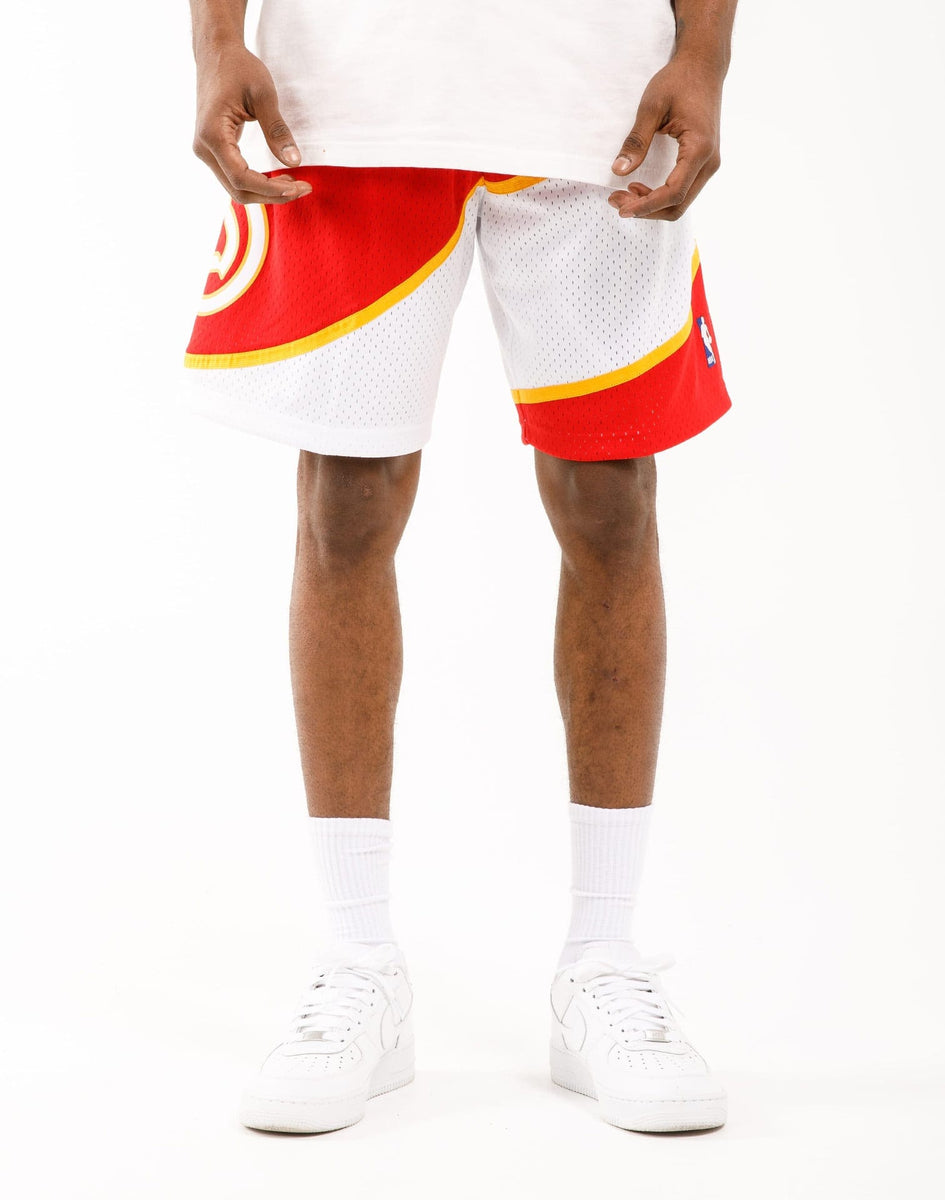 Mitchell & Ness Hawks White Logo Swingman Shorts - Hawks Shop