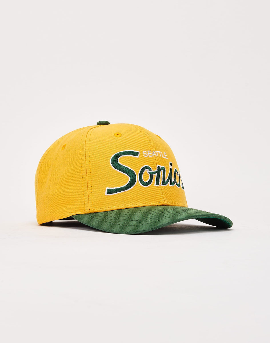 Seattle Sonics Snapback Mitchell & Ness Script Side Patch Green Red Ca –  THE 4TH QUARTER