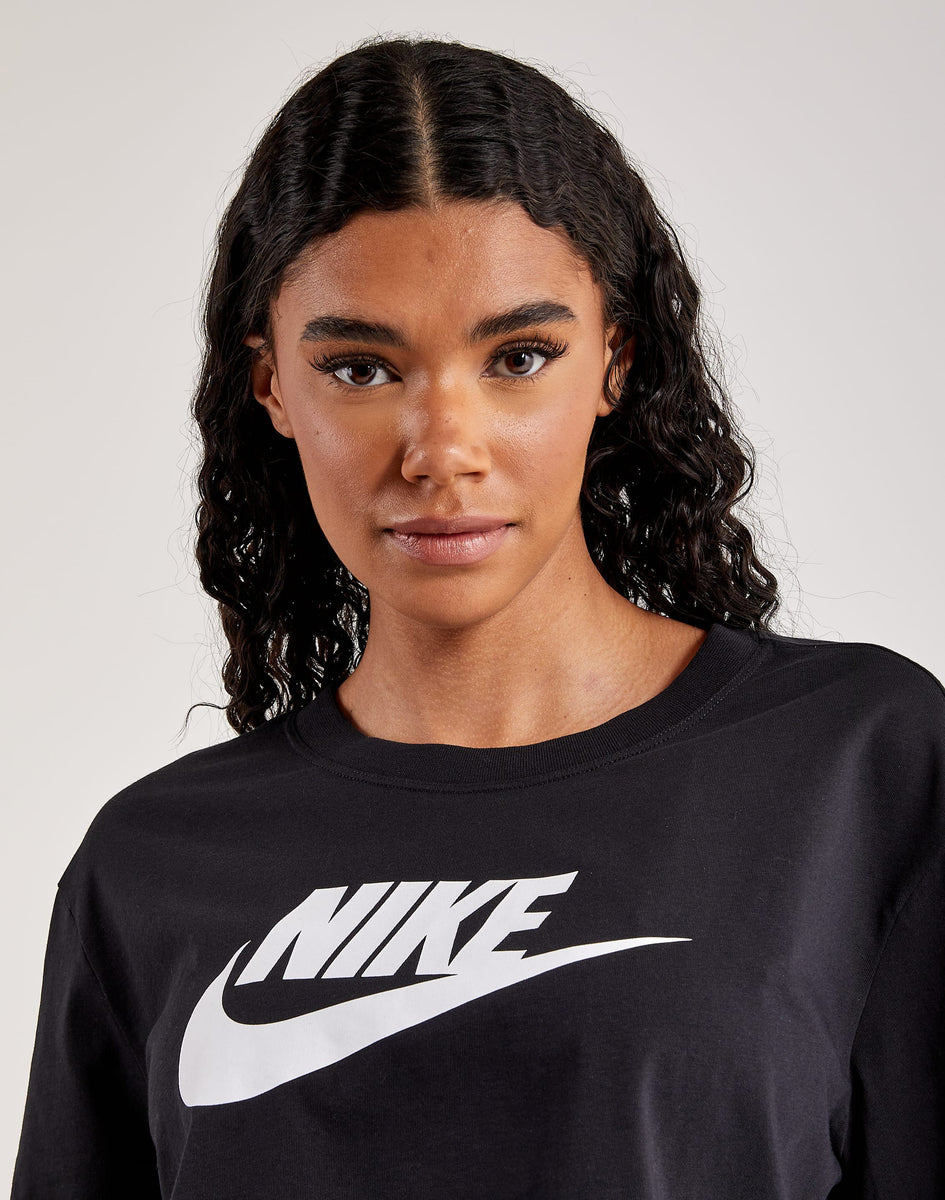 Nike Sportswear Swoosh Black Long Sleeve Crop T-Shirt