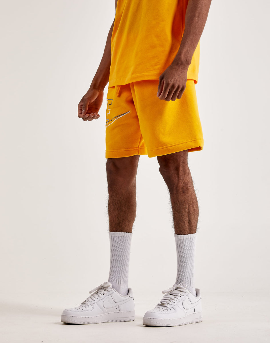 New M Nike Club Fleece Neon Futura Logo Sweat Shorts Black DX0801-010 Men
