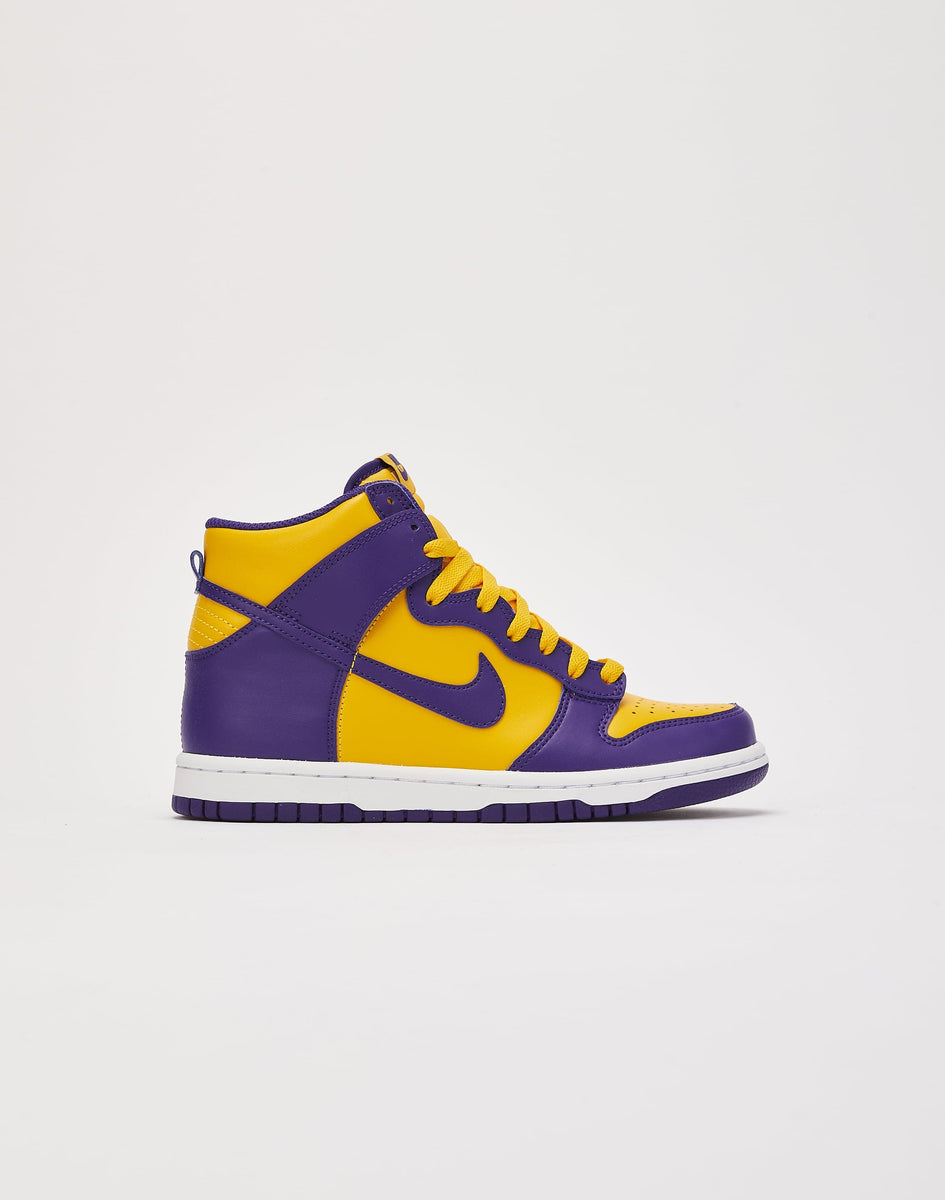 Big Kid’s Nike Dunk High Lakers Purple Yellow high quality