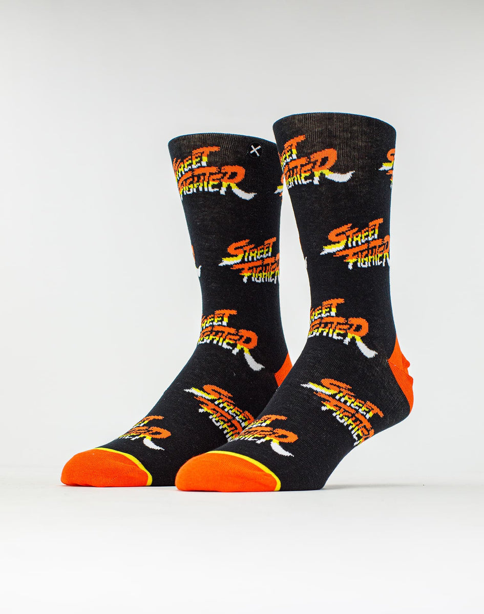 mens Odd Sox Street Fighter Logo Crew Socks