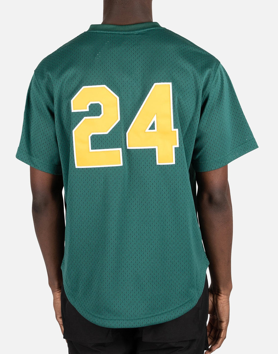 Rickey Henderson Oakland Athletics Mitchell & Ness Youth Cooperstown Collection Mesh Batting Practice Jersey - Green