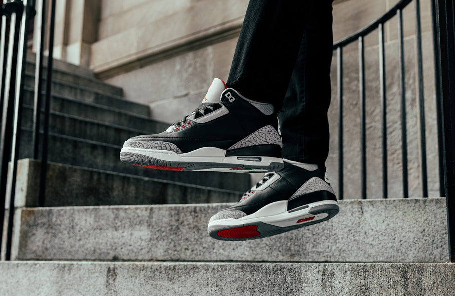 Air jordan 3 tinker black cement on feet online