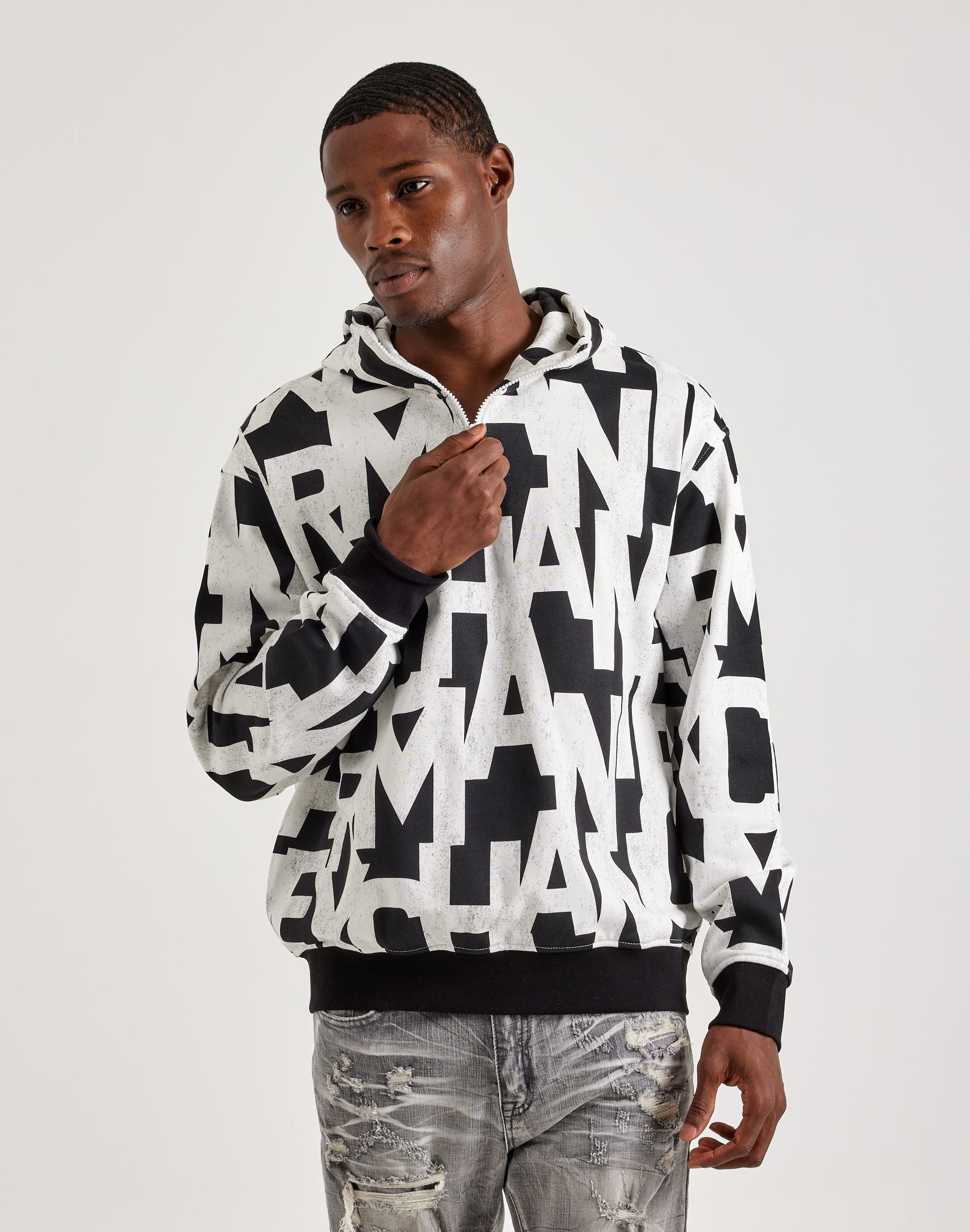 Armani Exchange Allover Print Logo Hoodie DTLR