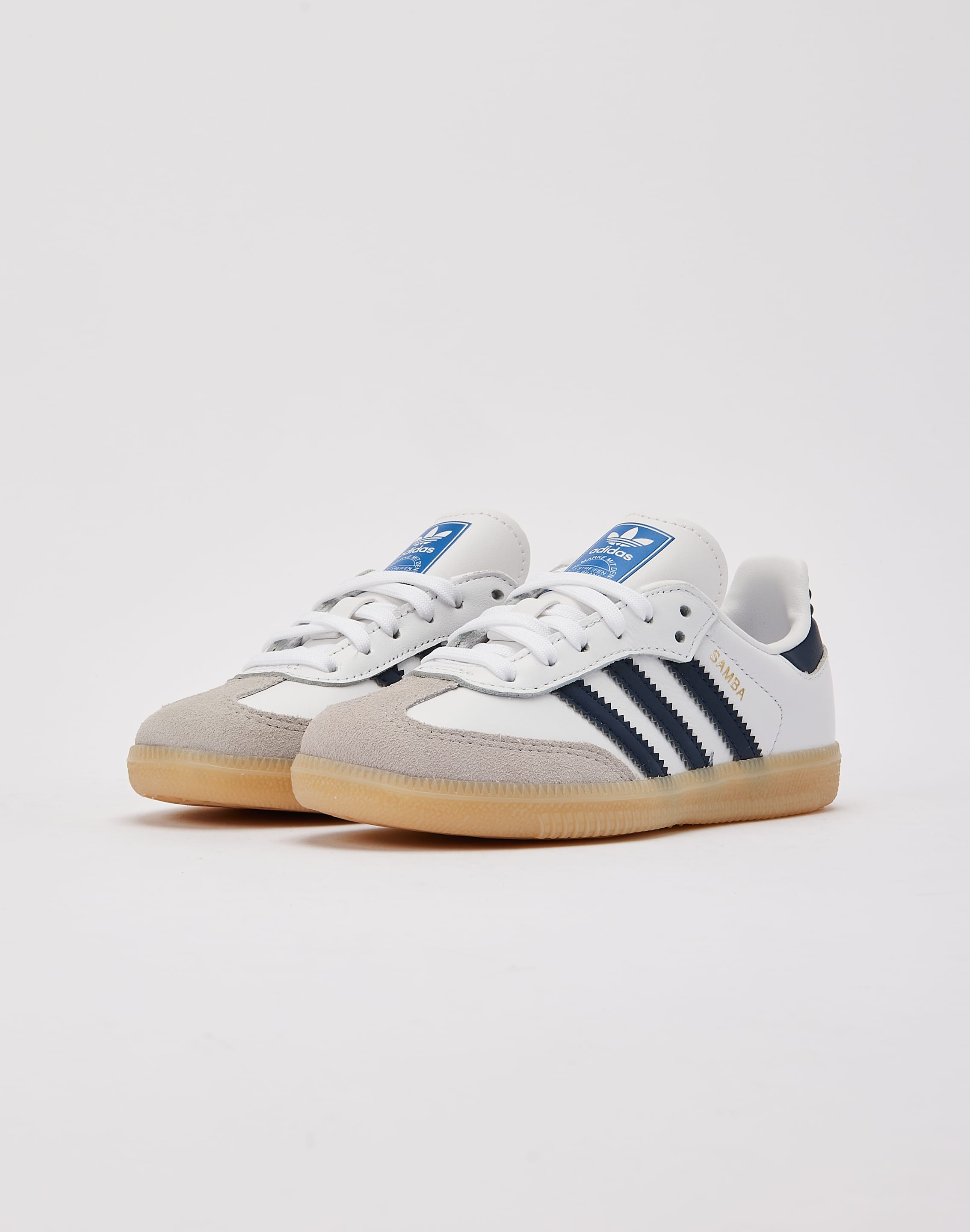 Adidas Originals Samba OG Preschool Boys Ftwr White Collegiate Navy Gum 3 Shoes Size 2