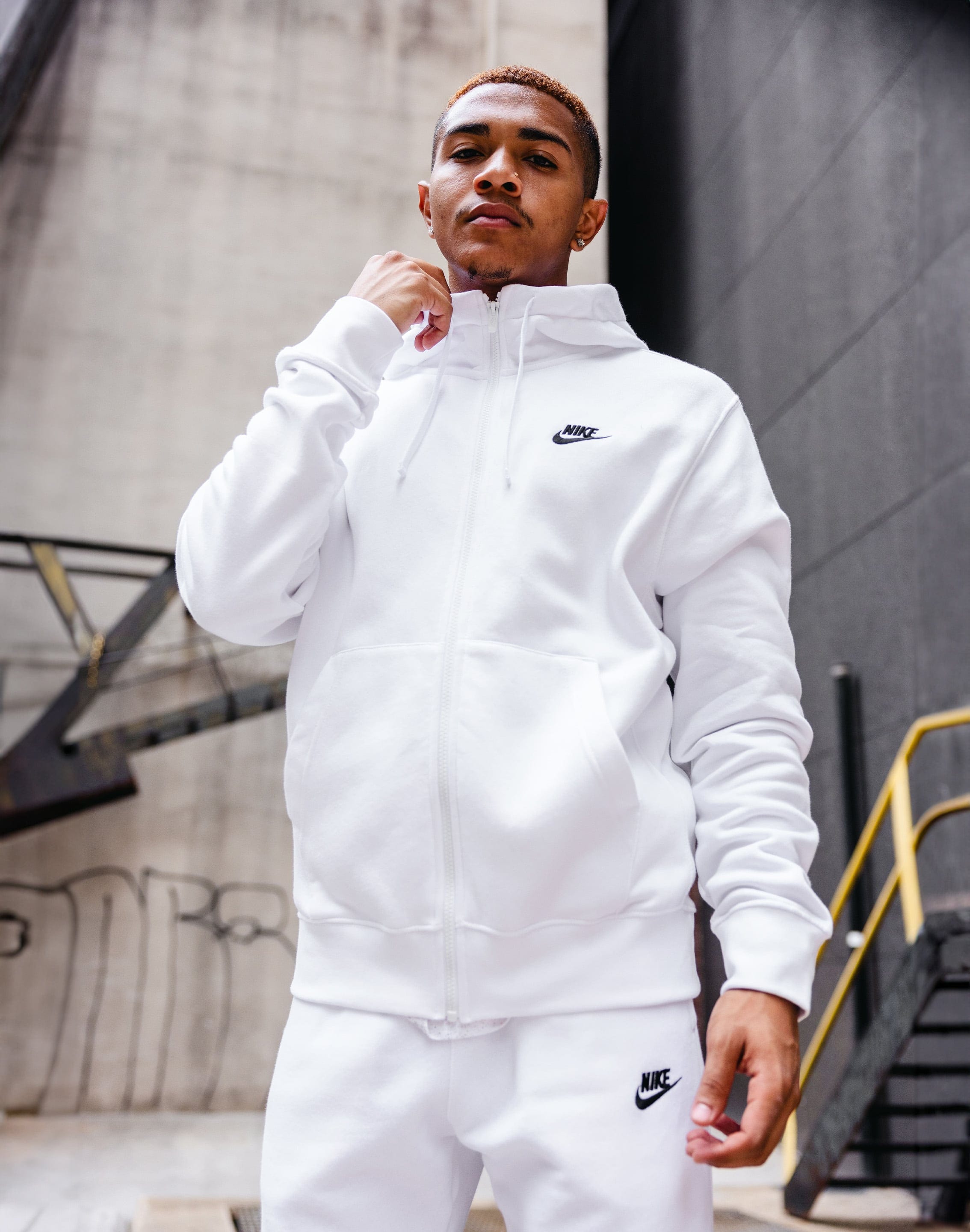 White nike club hoodie sale