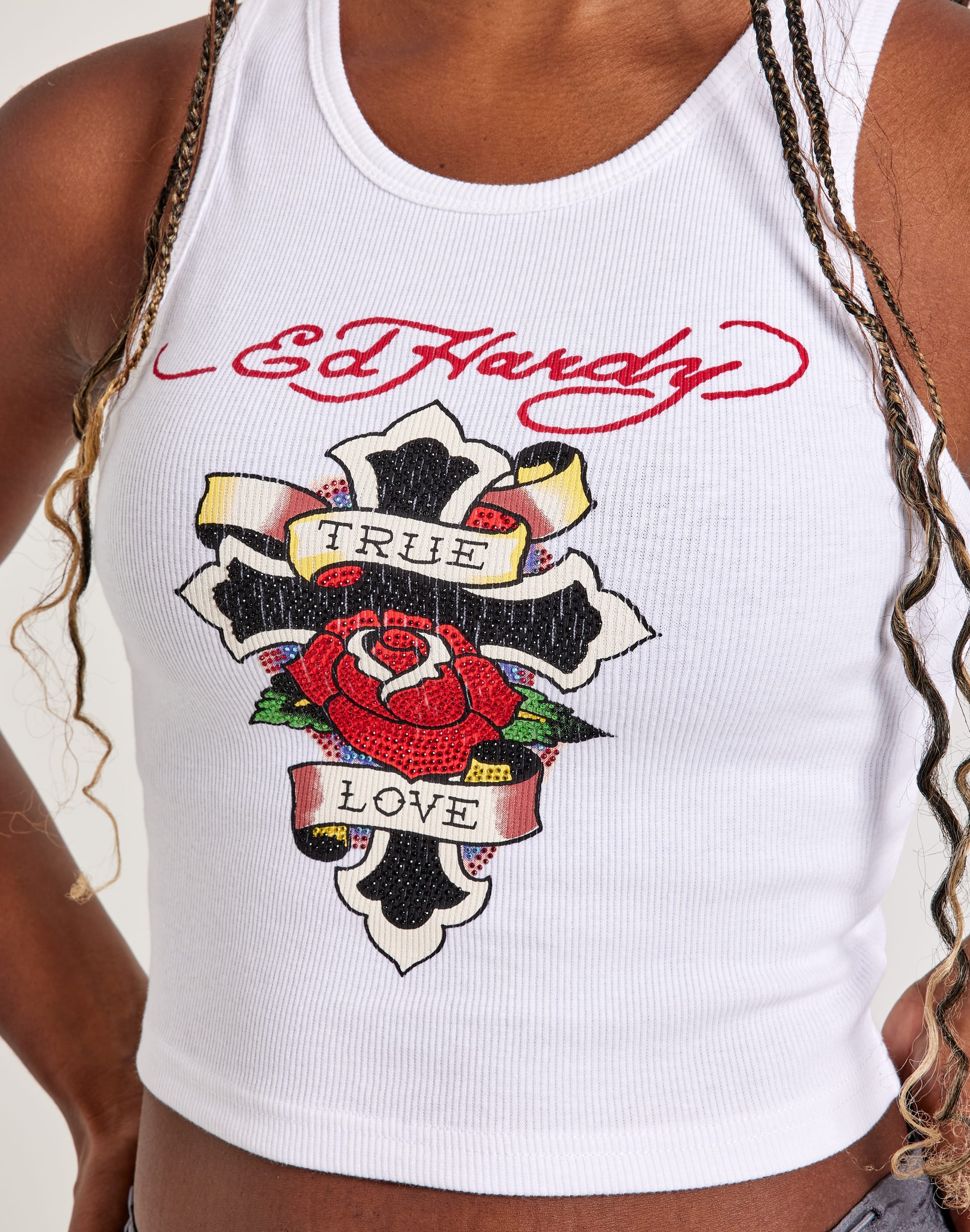 Ed Hardy Cross Rhinestone Tank Top