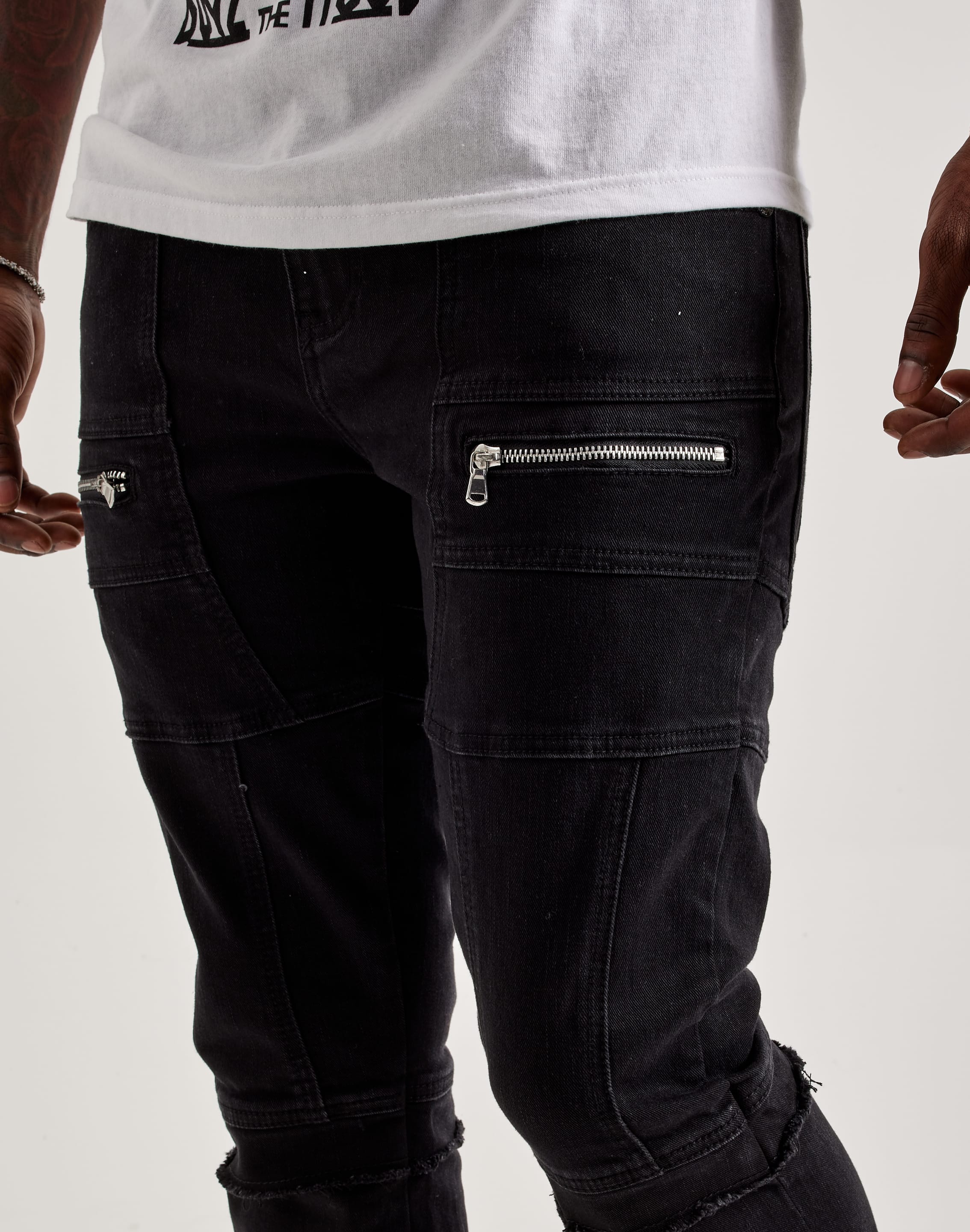 Mens jeans with zipper pockets best sale