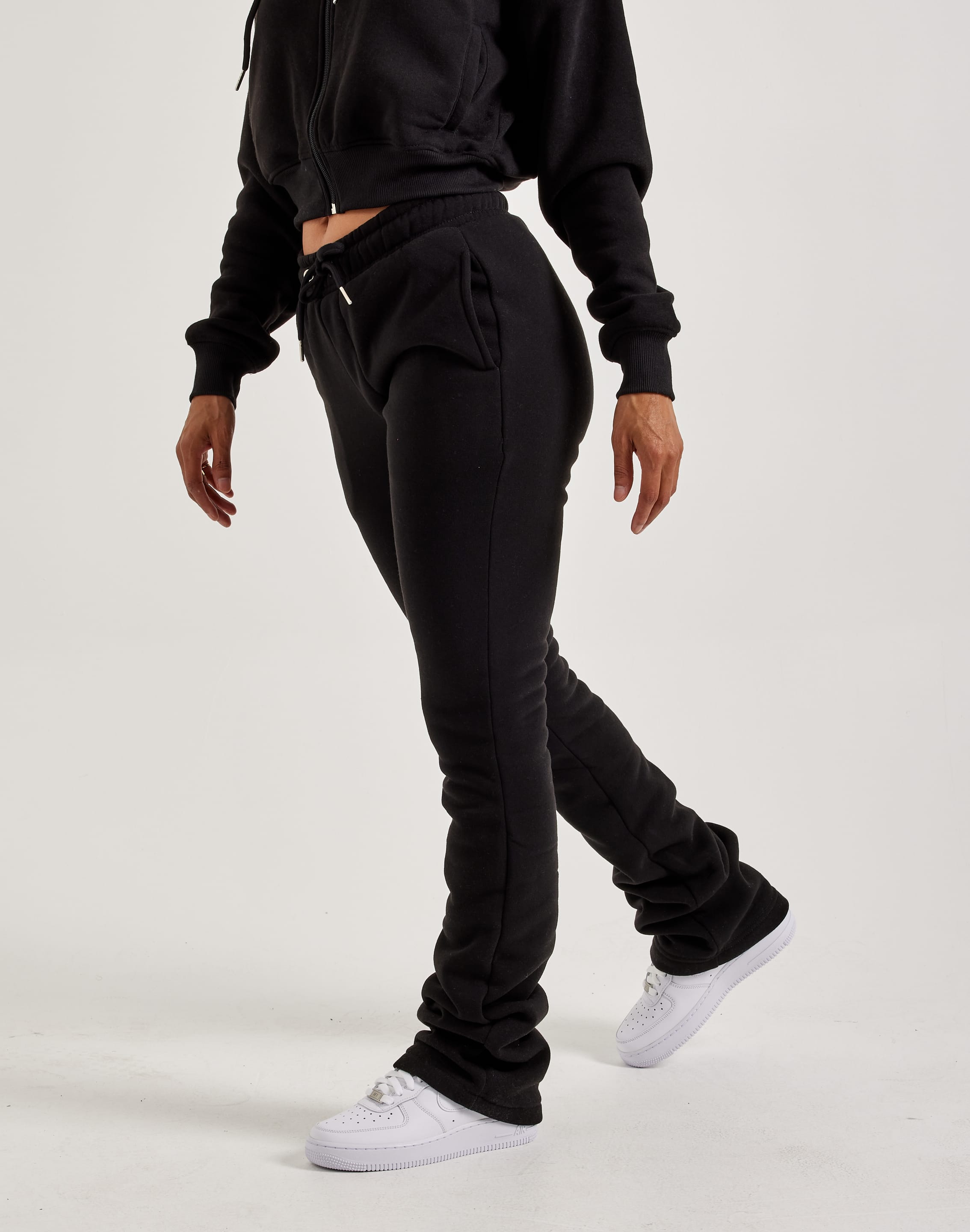 Stacked sweatpants black sale