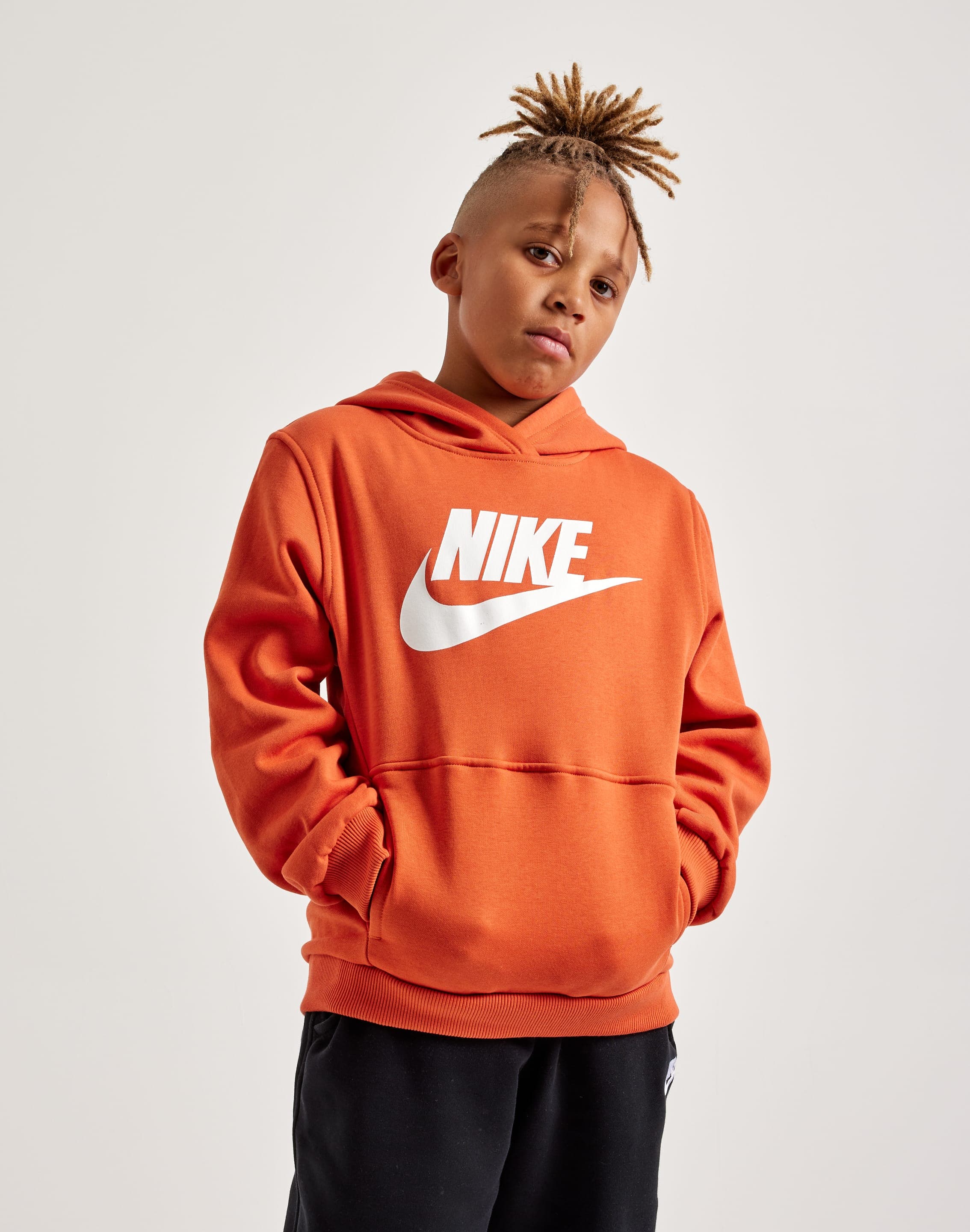 Nike club fleece hoodie orange sale