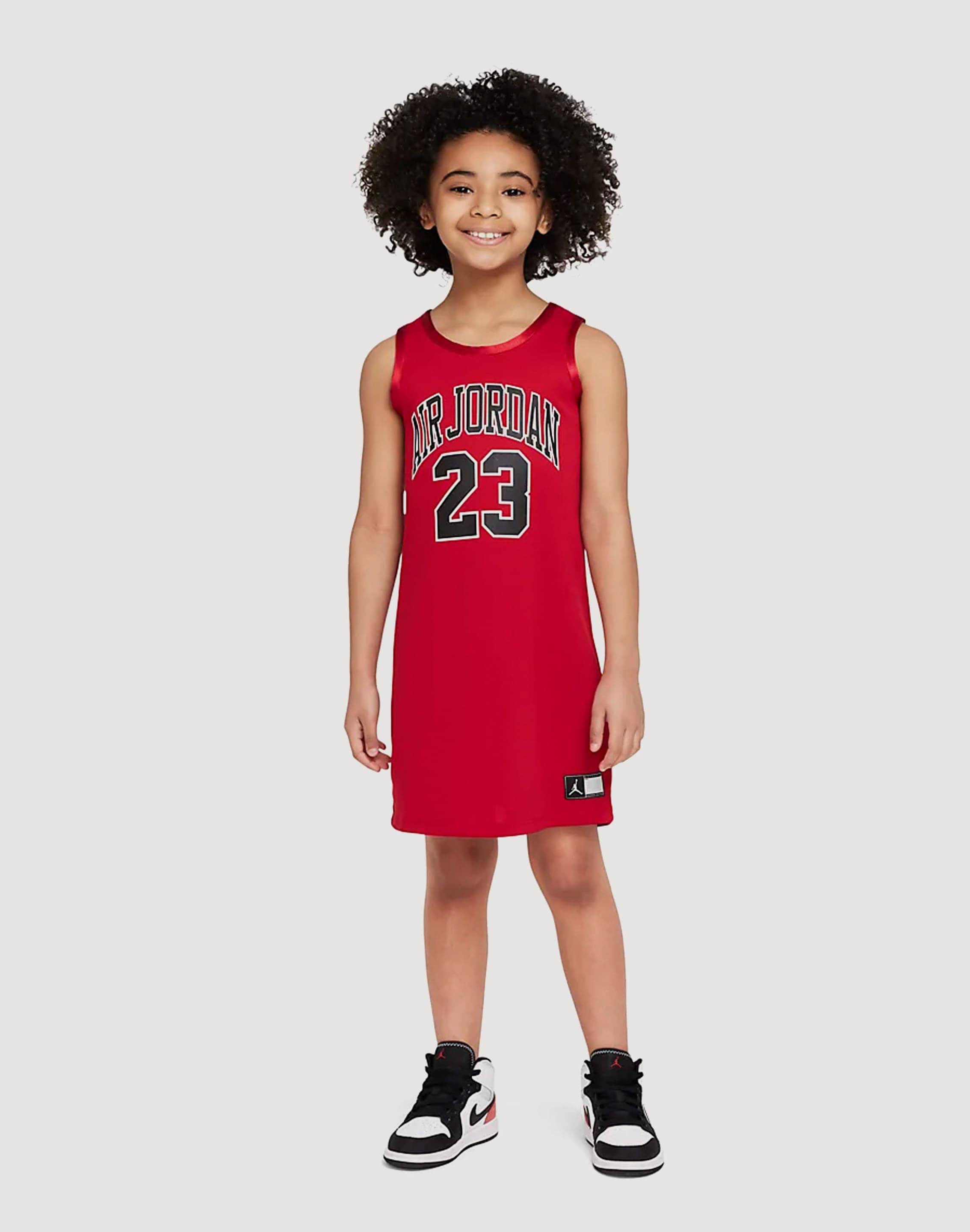 Jordan Girls' Little Kids' Air 23 Jersey Dress in Red/Gym Red Size 6X