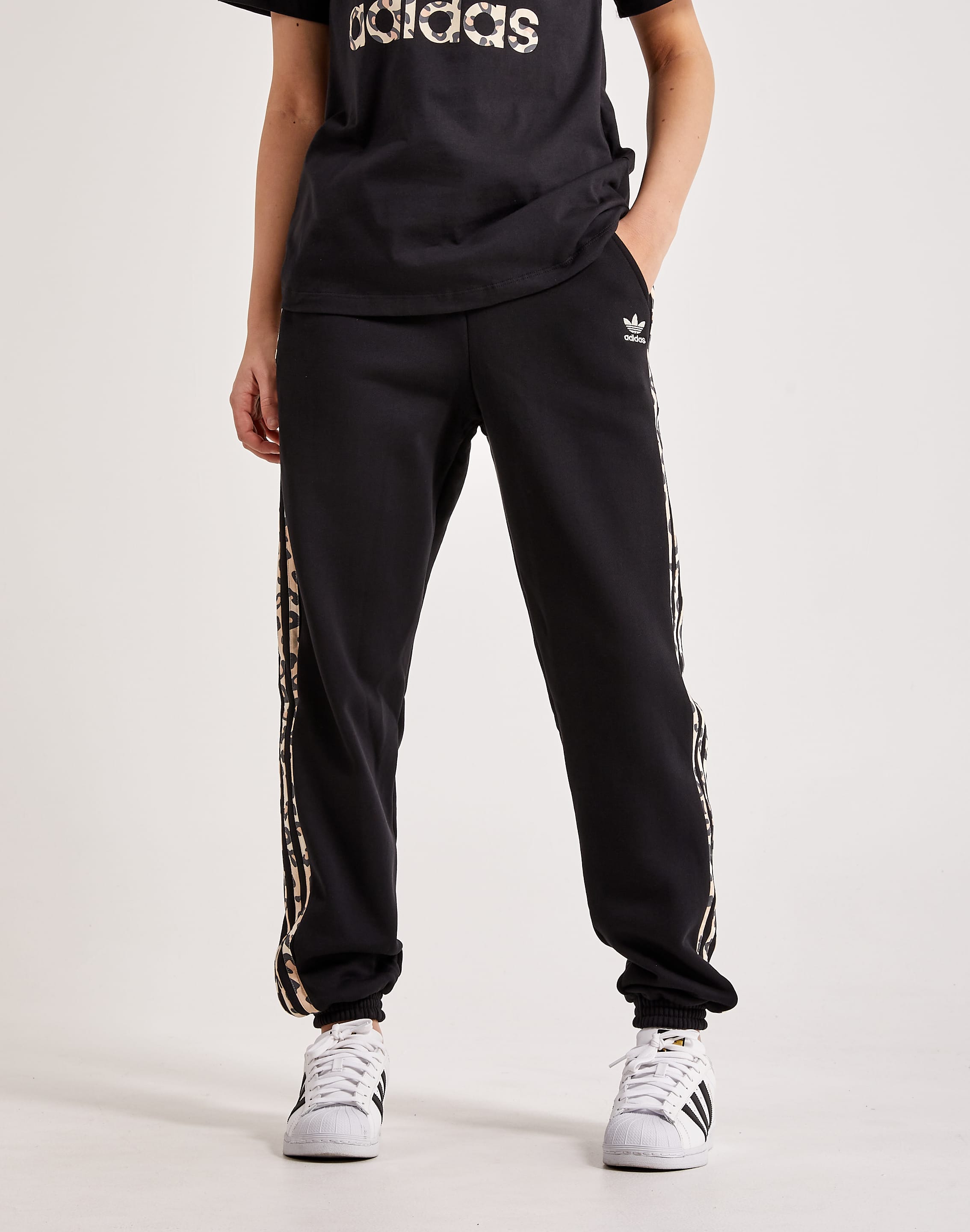 Adidas Originals 'Leopard Luxe' Leggings In Black With Leopard Three Stripes  for Women