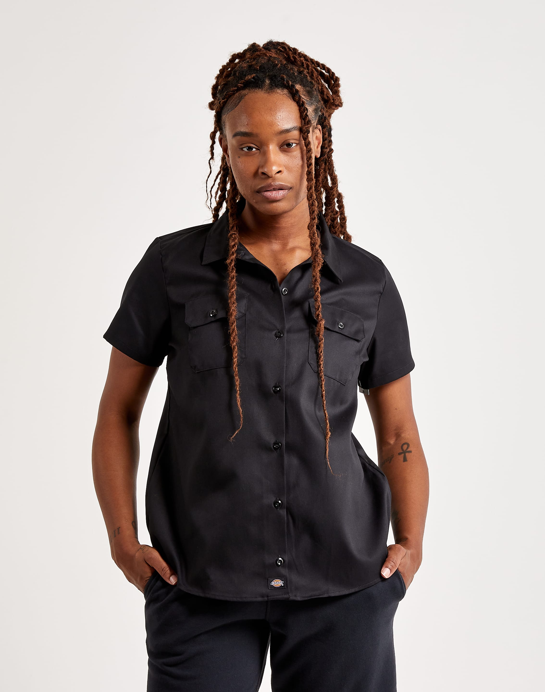 Dickies FS574 Women's Short Sleeve Work Shirt - Black - 2XL