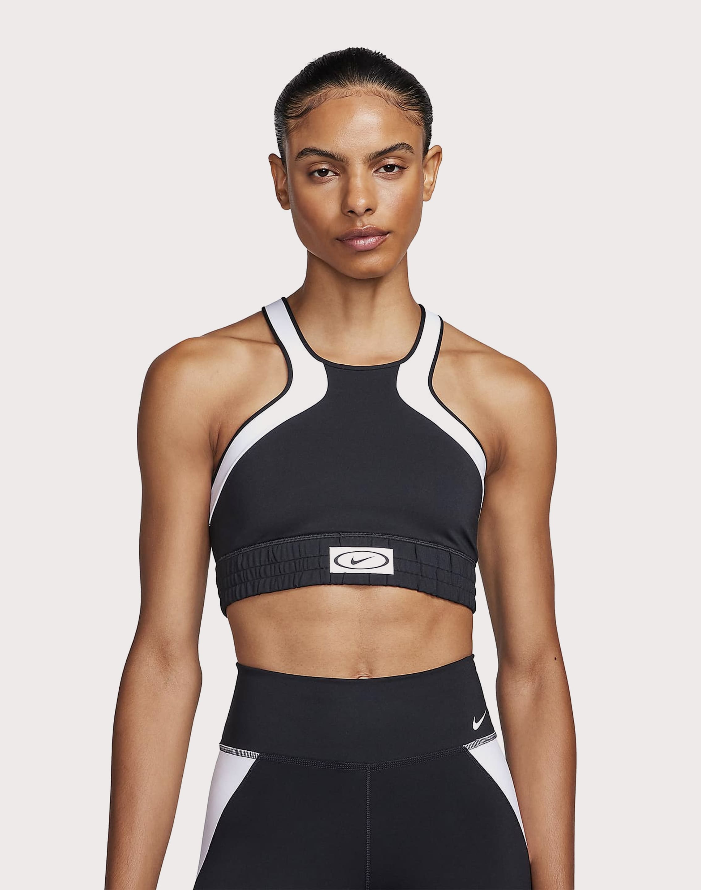 Nike Women's Dri-FIT High Neck Swoosh Sports Bra - Medium Olive