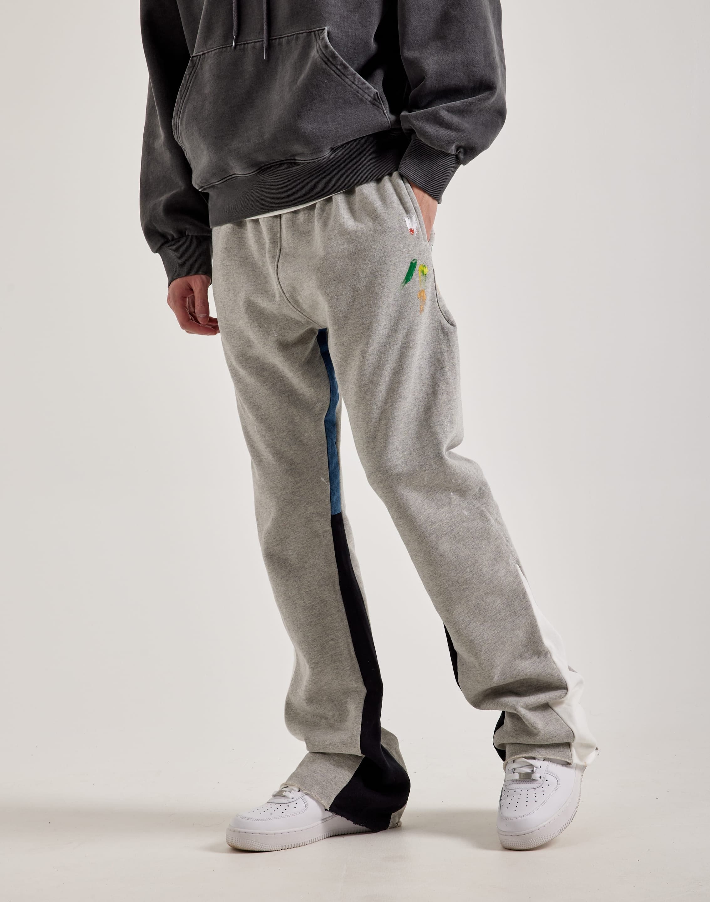 Gingtto Contrast Bootcut Sweatpants Grey - XS