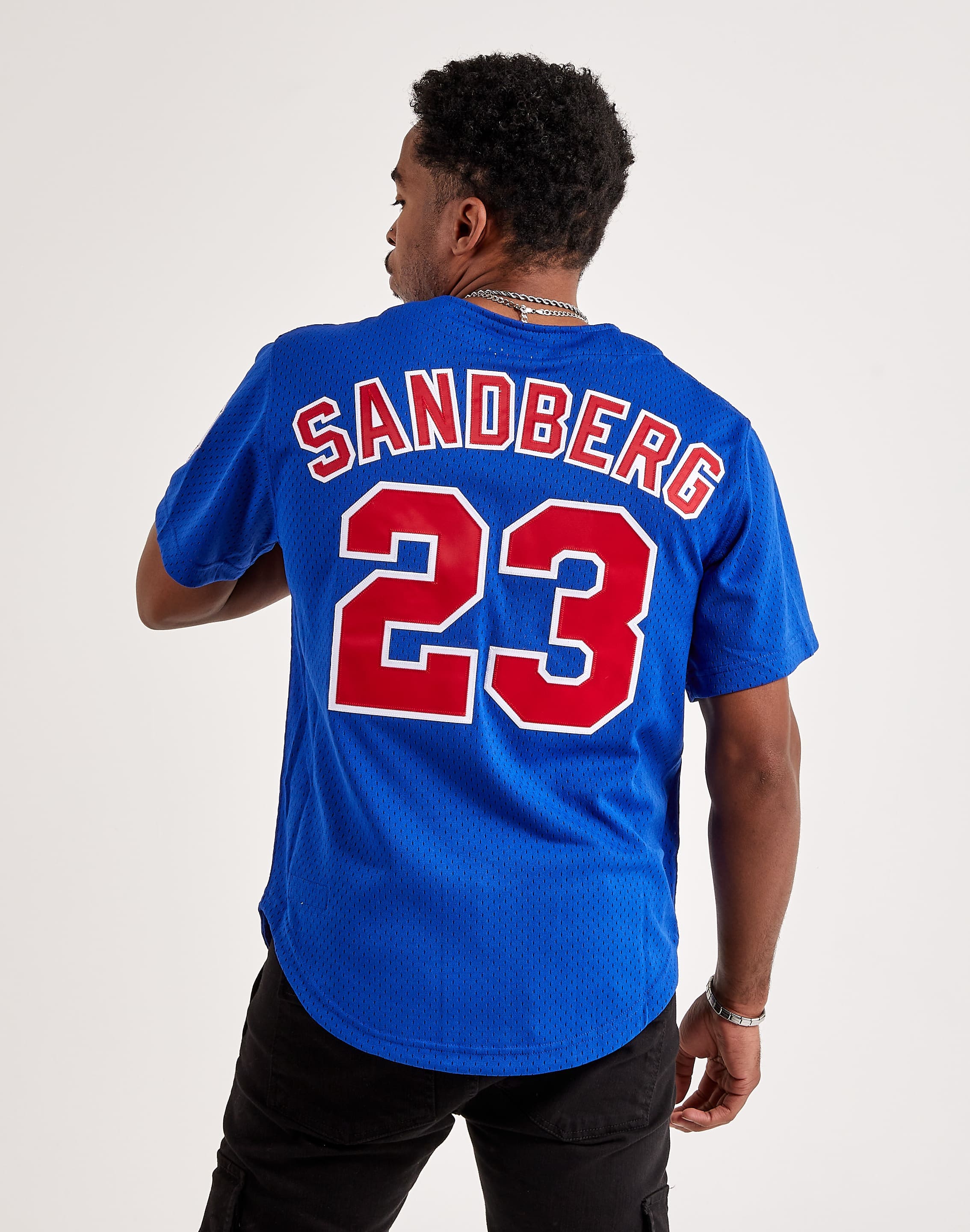 Men's Majestic Chicago Cubs #23 Ryne Sandberg Replica Black Fashion MLB  Jersey