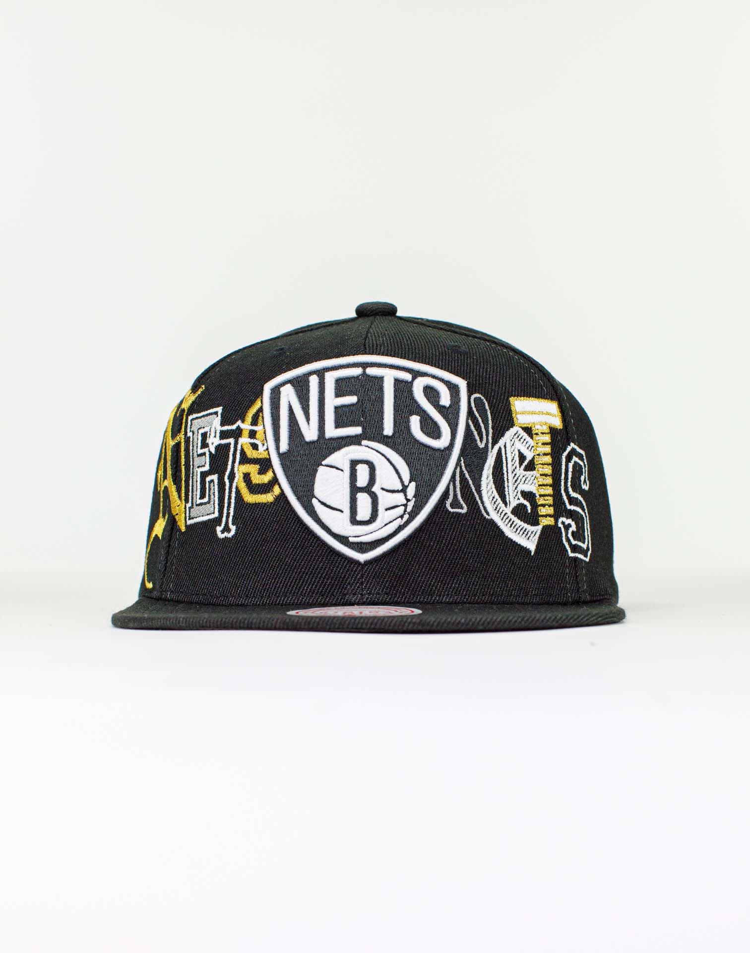 Shop Mitchell & Ness Brooklyn Nets Front Loaded Snapback  HHSS2998-BNEYYPPPBLCK black