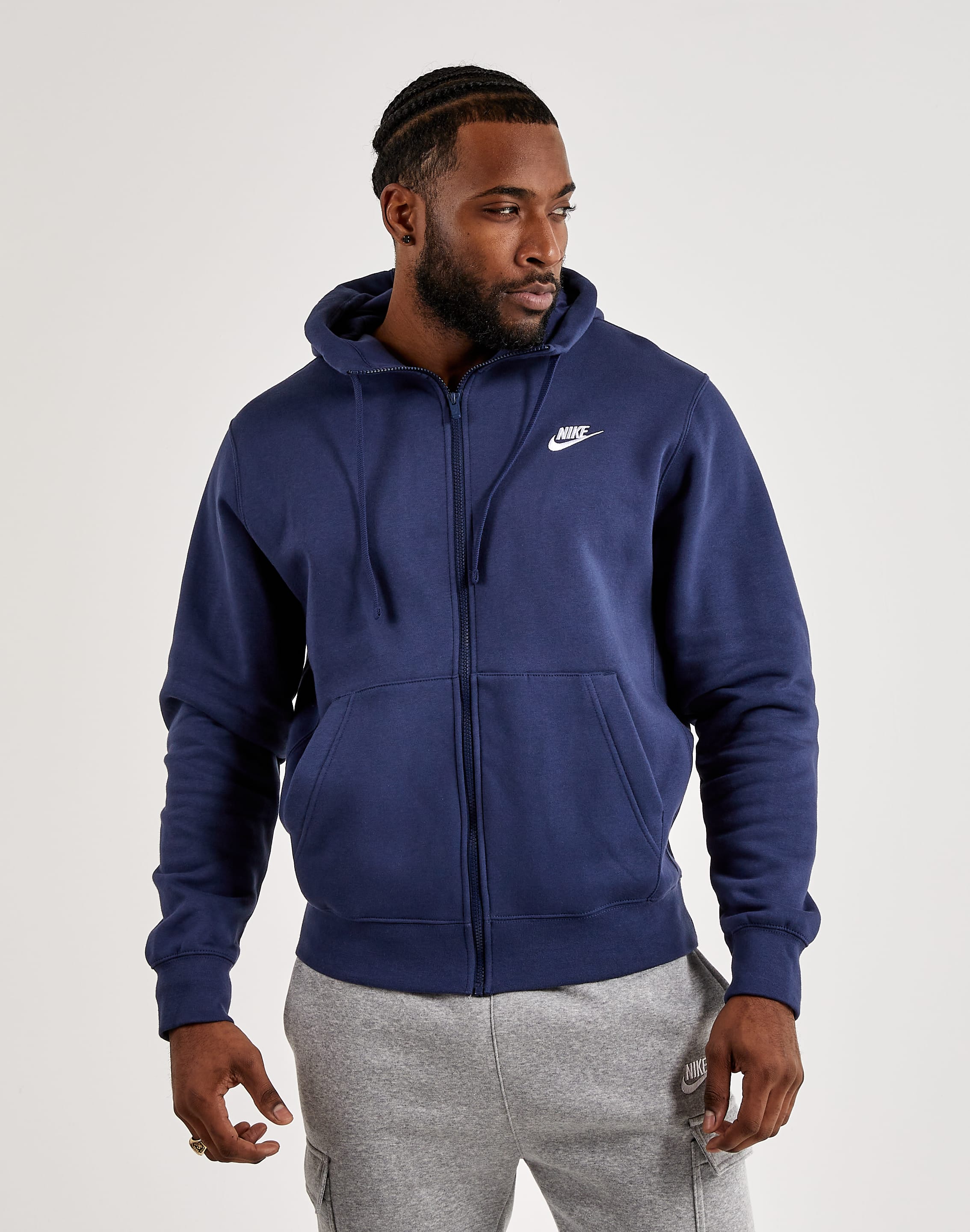 Men's Nike Sportswear Black Club Fleece Full-Zip Hoodie (BV2645 010) - 4XL