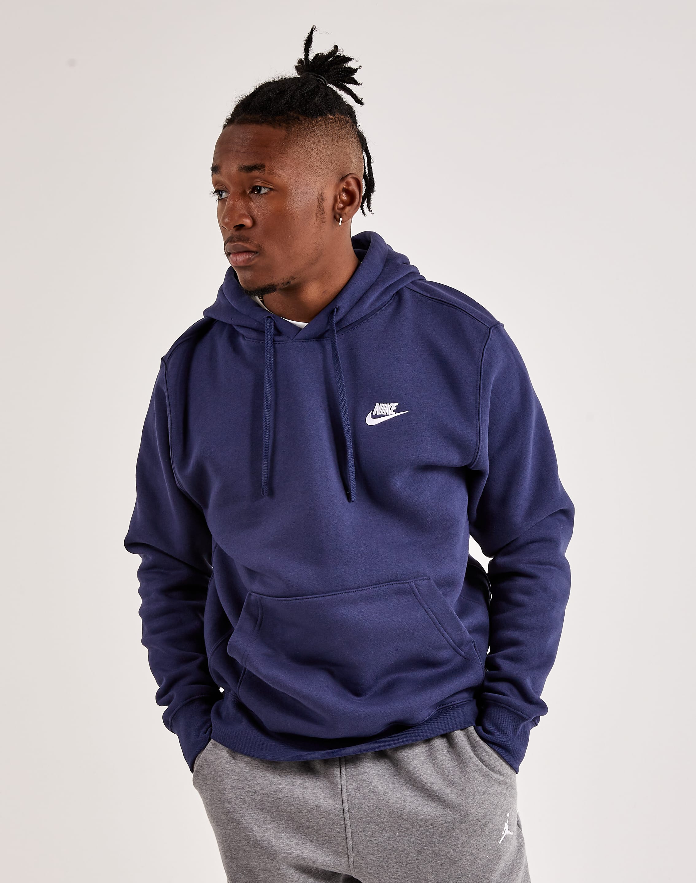  Nike Pull Over Hoodie, Midnight Navy/Midnight Navy/White, Large  : Sports & Outdoors