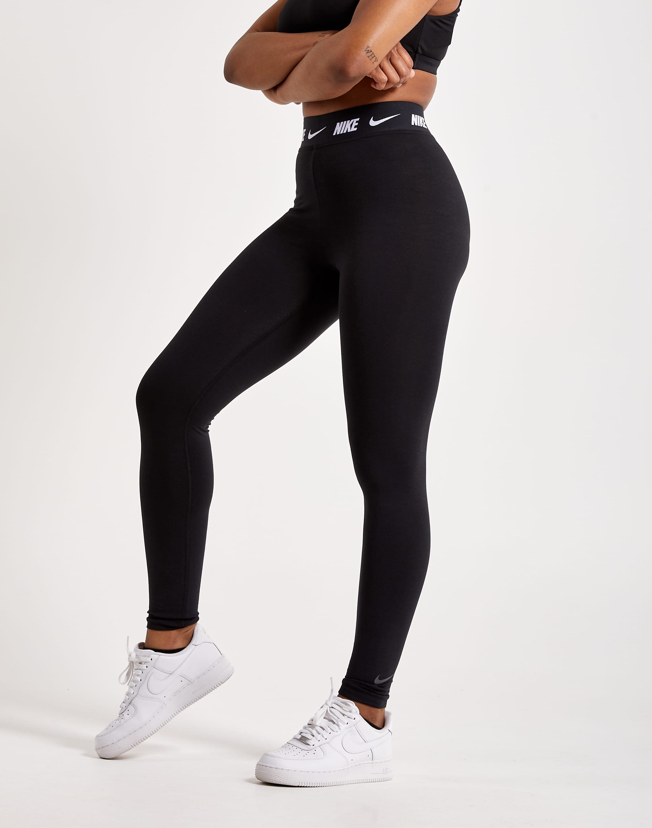 Nike Sportswear Women's Black Swoosh High Rise Leggings