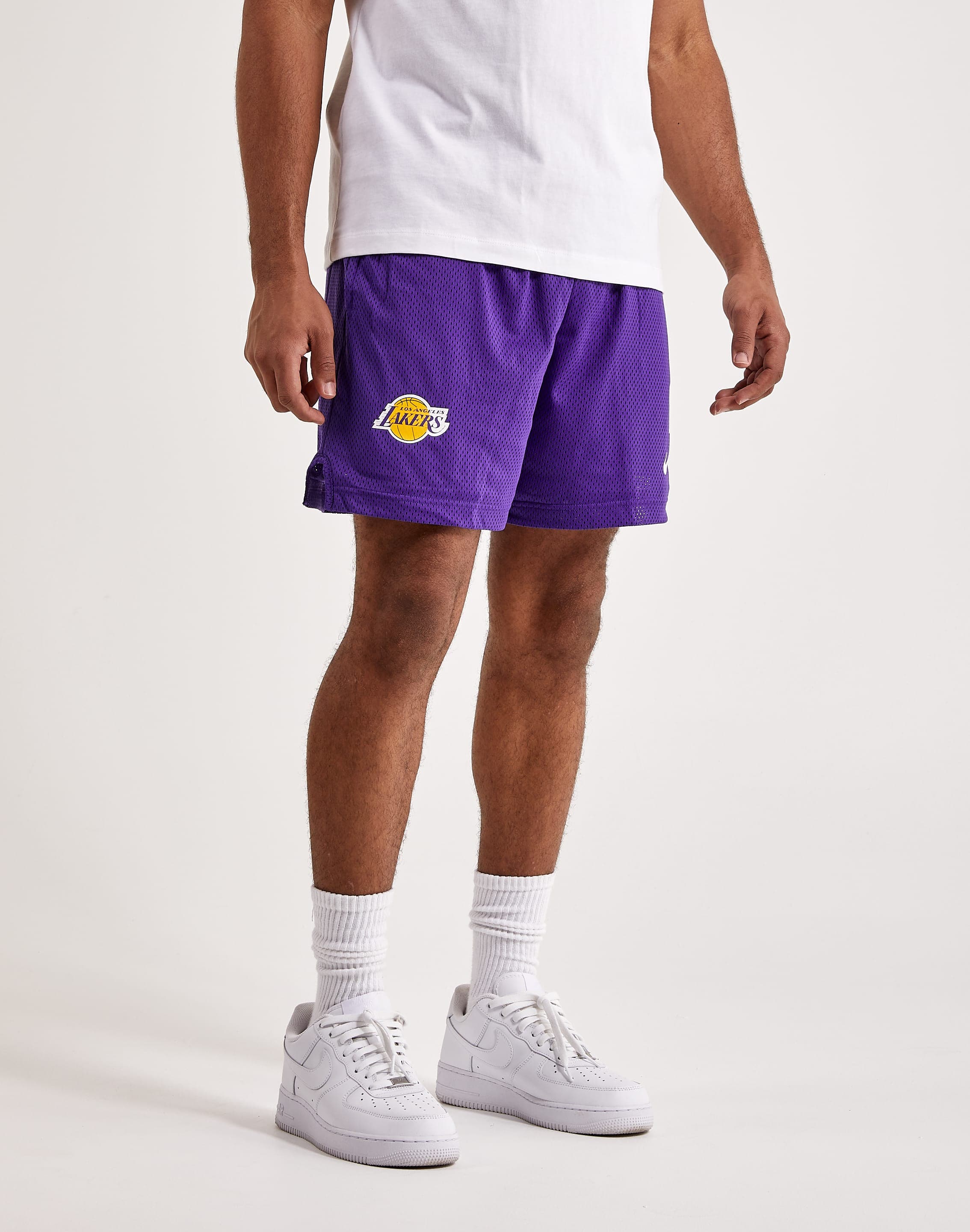 Nike Los Angeles Lakers Fleece Shorts Mens Shorts White Purple
