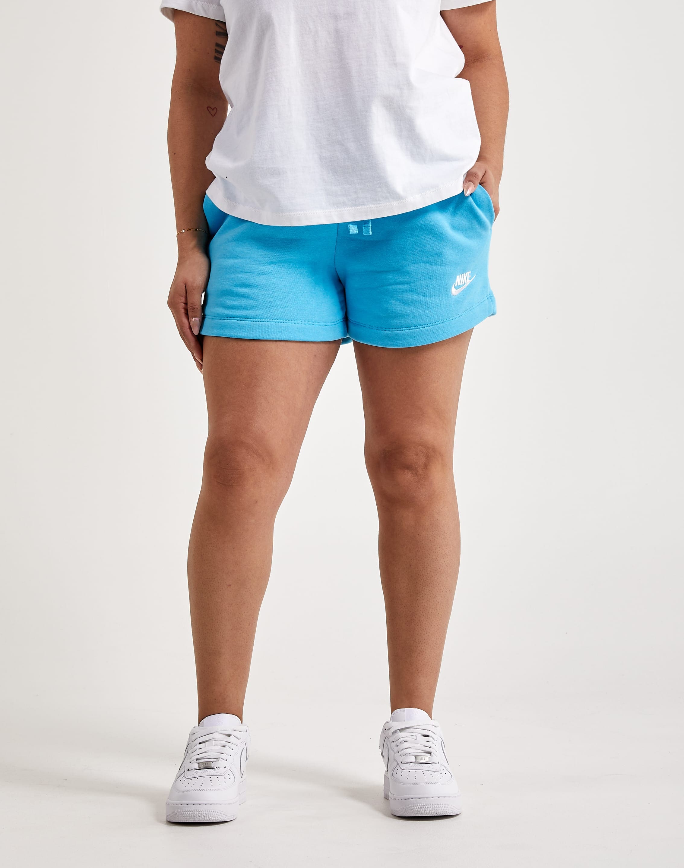 Nike Women's Sportswear Club Fleece Blue Shorts - Hibbett