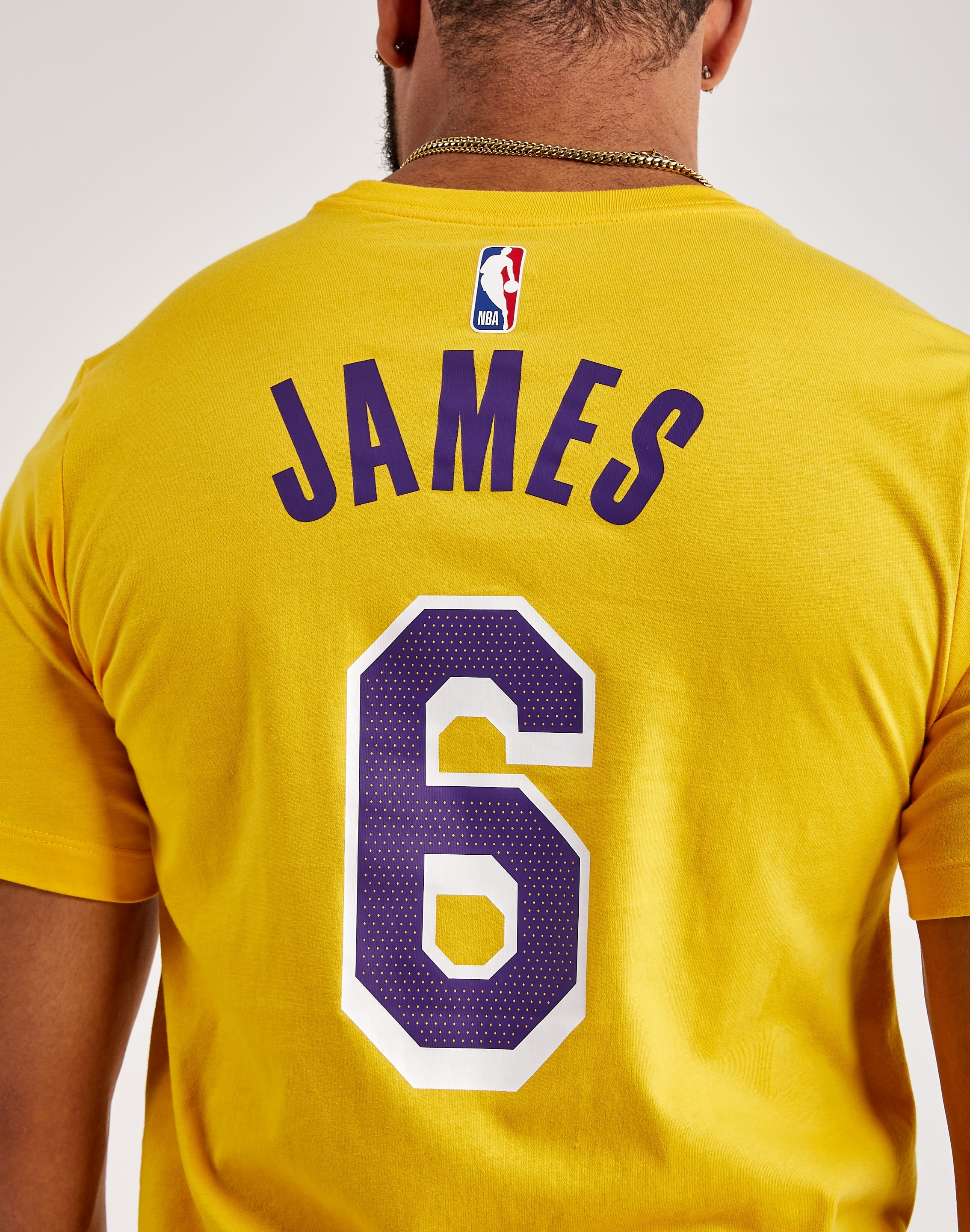 Nike Lakers NBA Labron James Men's T-shirt Yellow DR6380-728
