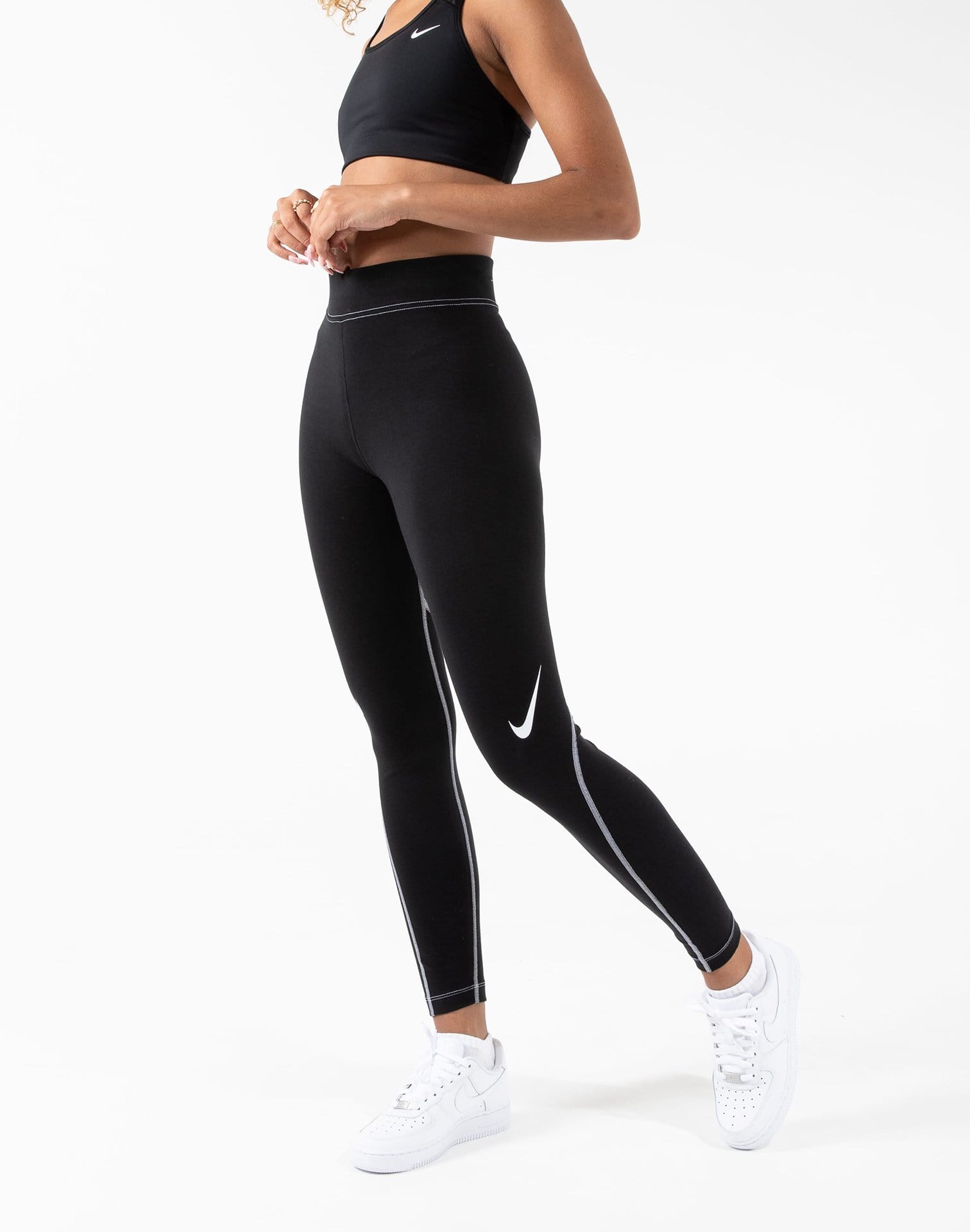 Nike Sportswear Varsity Active Leggings Black Pink - Depop