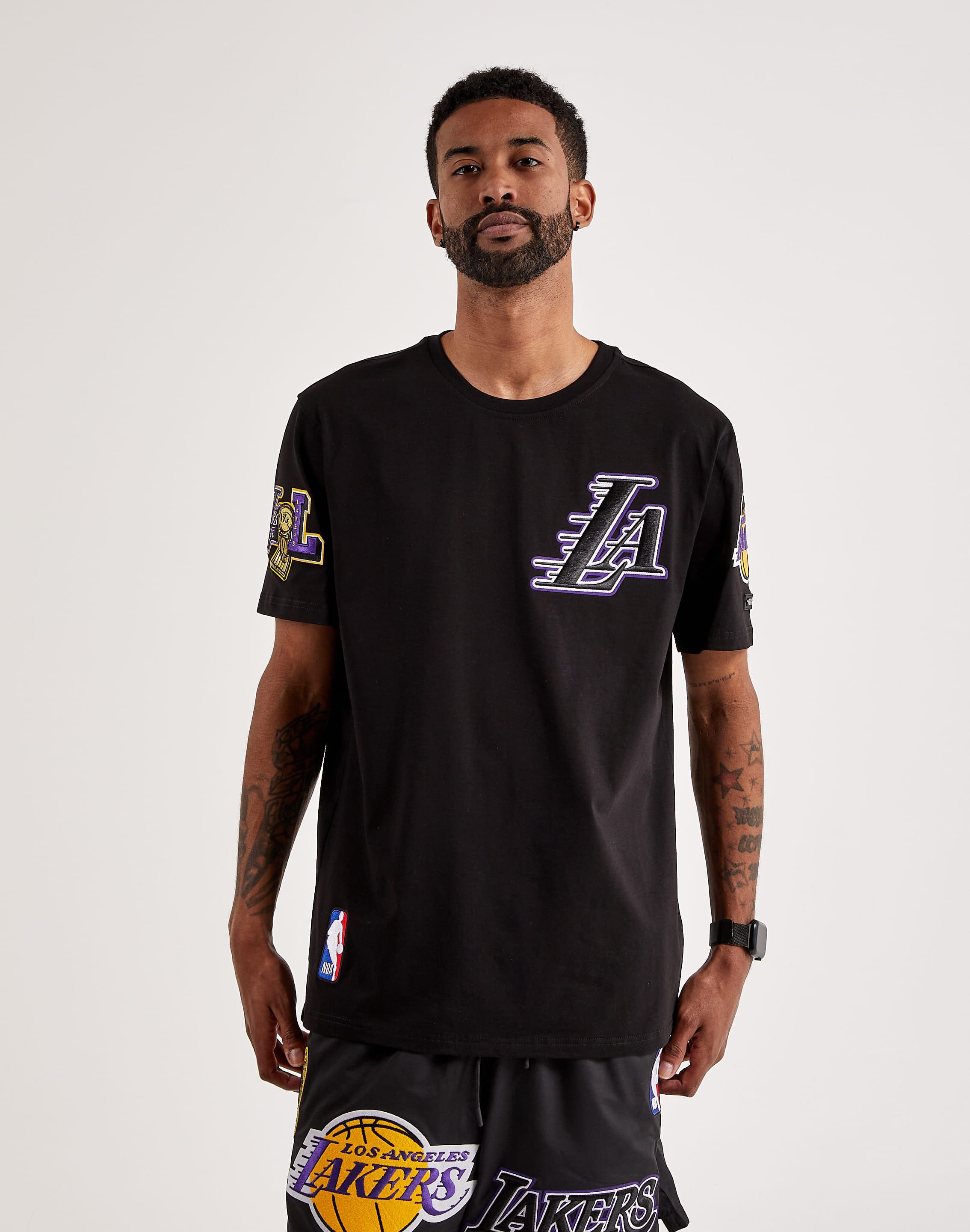 Men's New Era Purple Los Angeles Lakers Throwback T-Shirt Size: Small