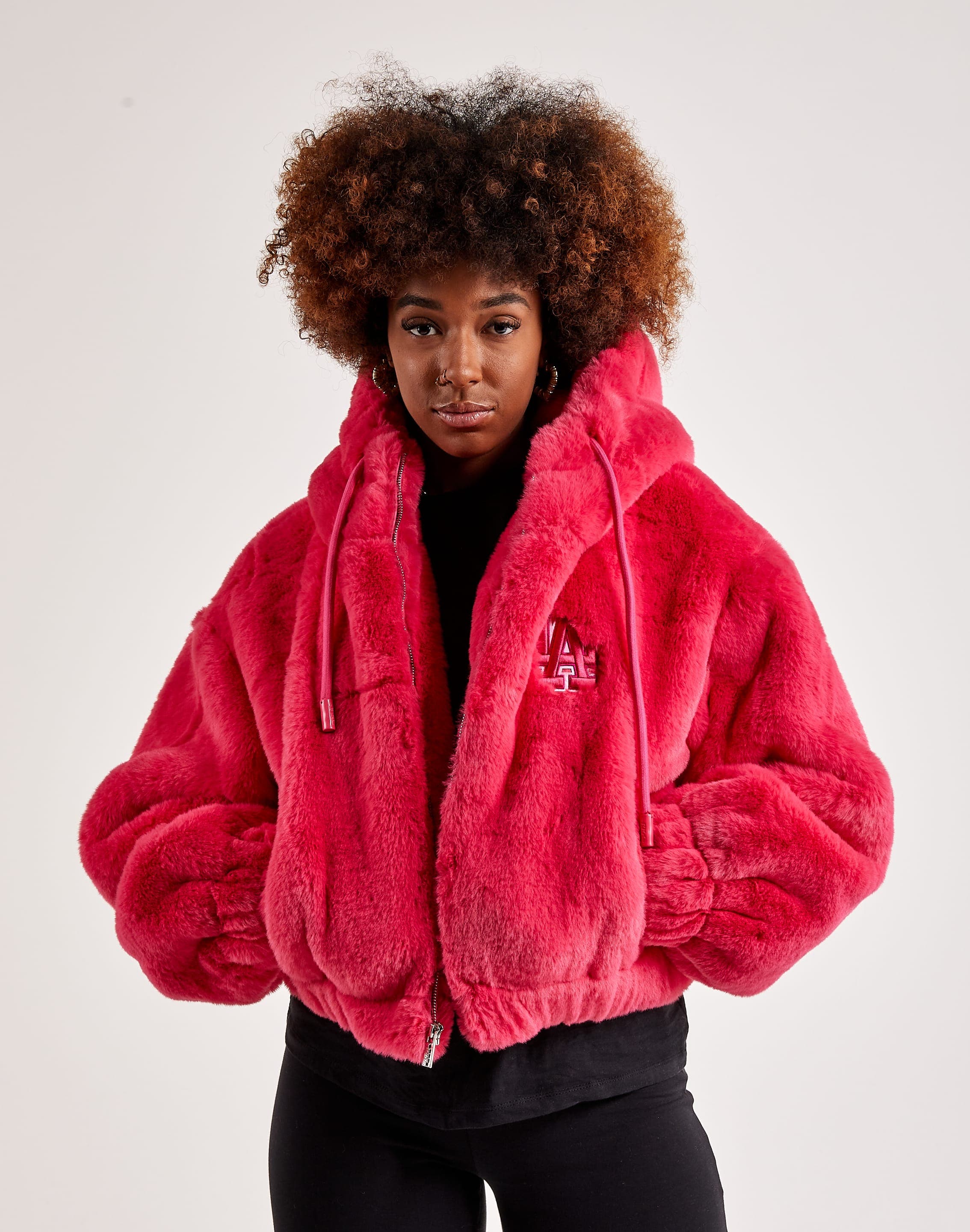 Stone Hooded Faux Fur Jacket - Gini London
