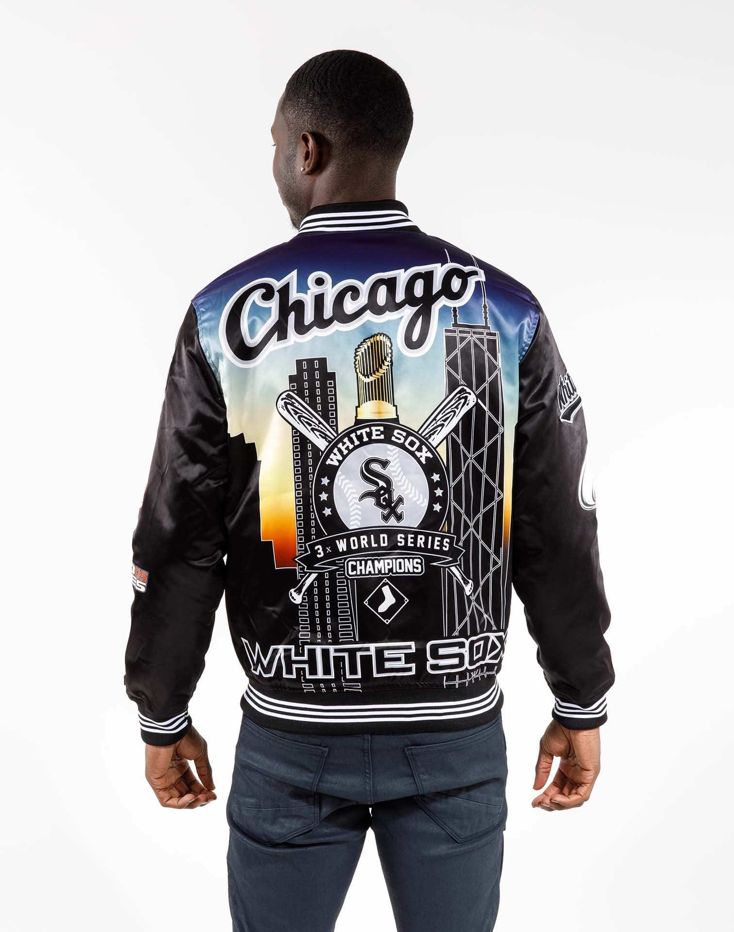 Men's Mitchell & Ness Black Chicago White Sox Satin Full-Snap Jacket
