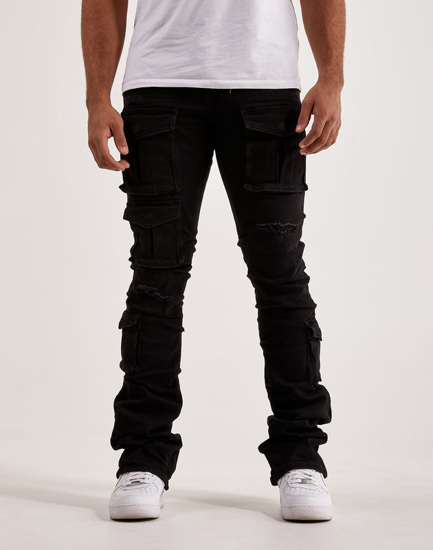 Smoke Rise Utility Pocket Stacked Flare Denim Jeans – DTLR