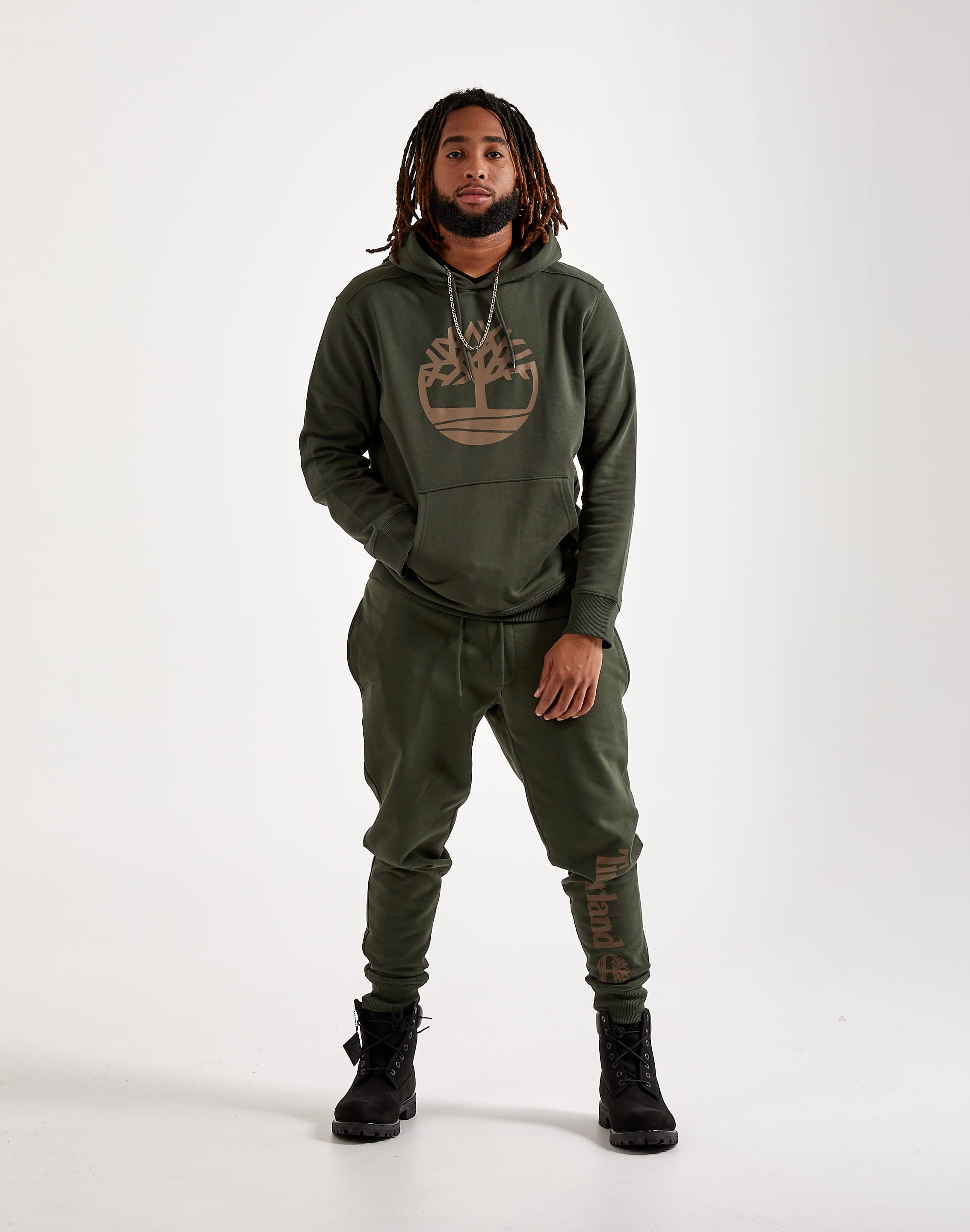 Timberland Core Tree Logo Pullover Hoodie Olive - L