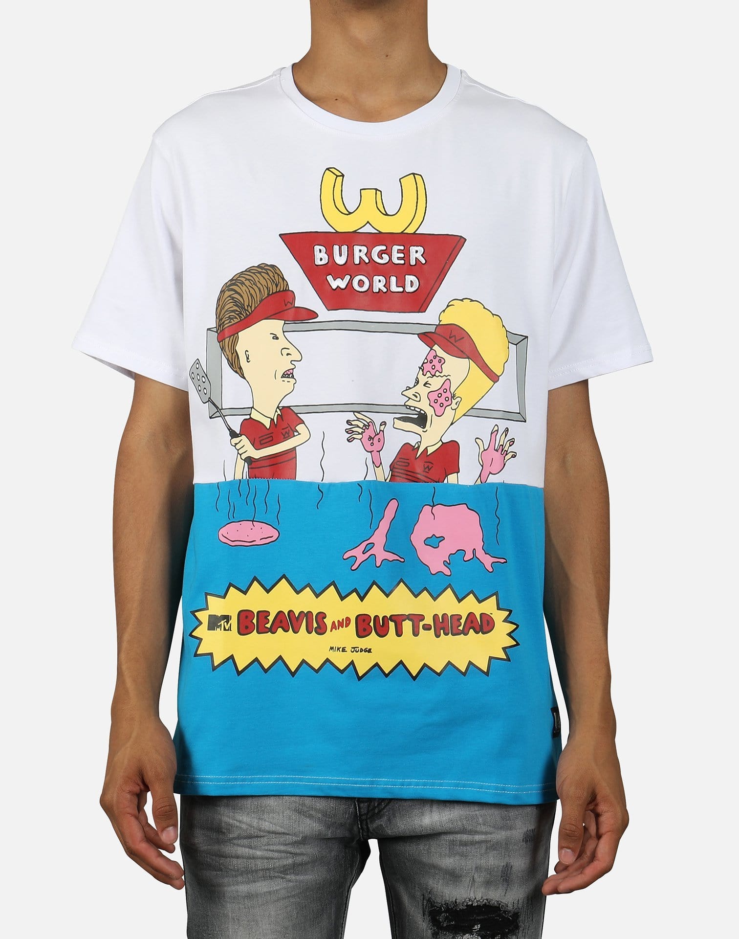 Central Mills Inc. Men's Beavis And Butthead Burger World Tee