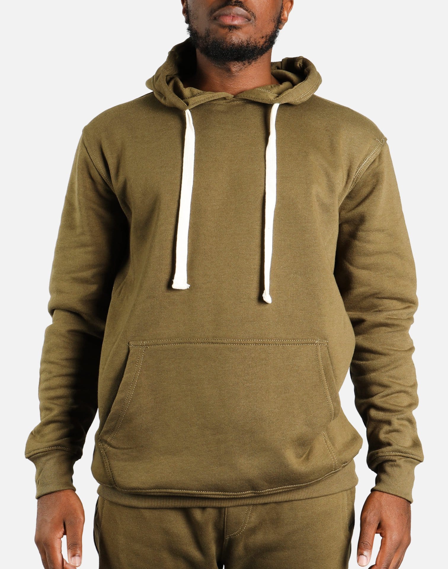 Denim House Basic Pullover Fleece Hoodie (Olive)