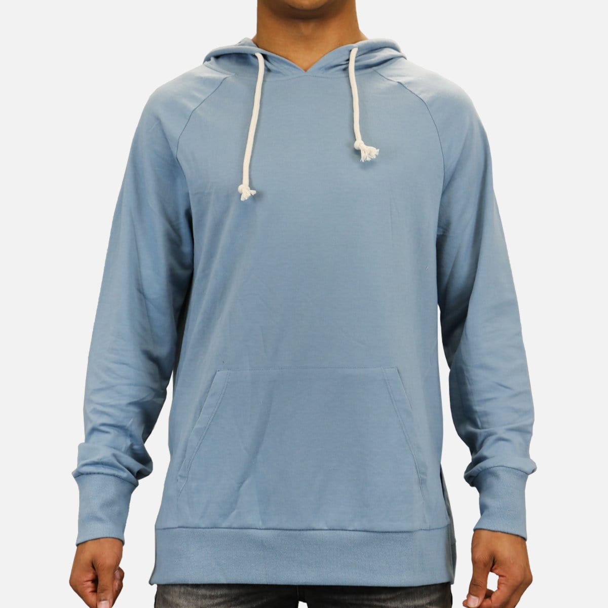 Denim House French Terry Hi-Lo Hoodie (Blue)