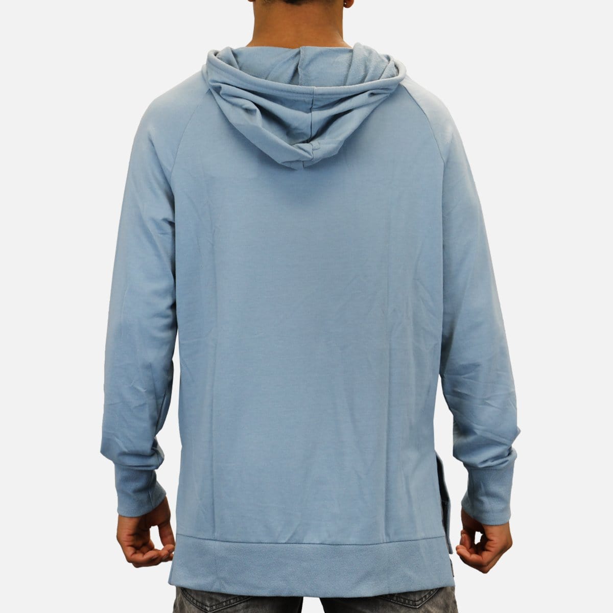 Denim House French Terry Hi-Lo Hoodie (Blue)