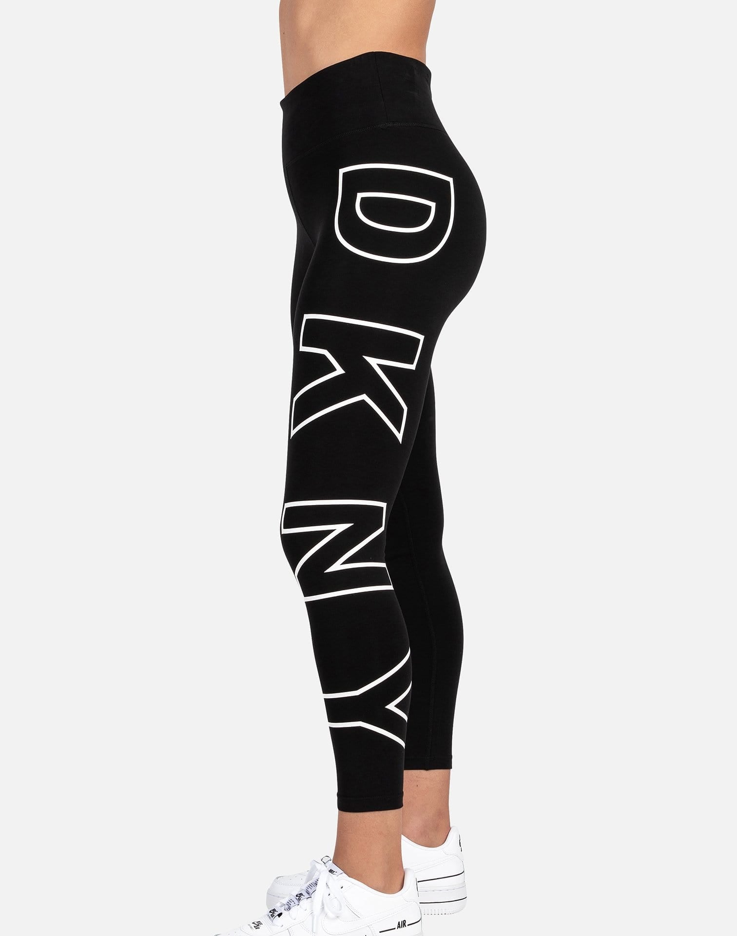 DKNY Logo-Waistband Leggings, Ivory, Medium - Discount Scrubs and