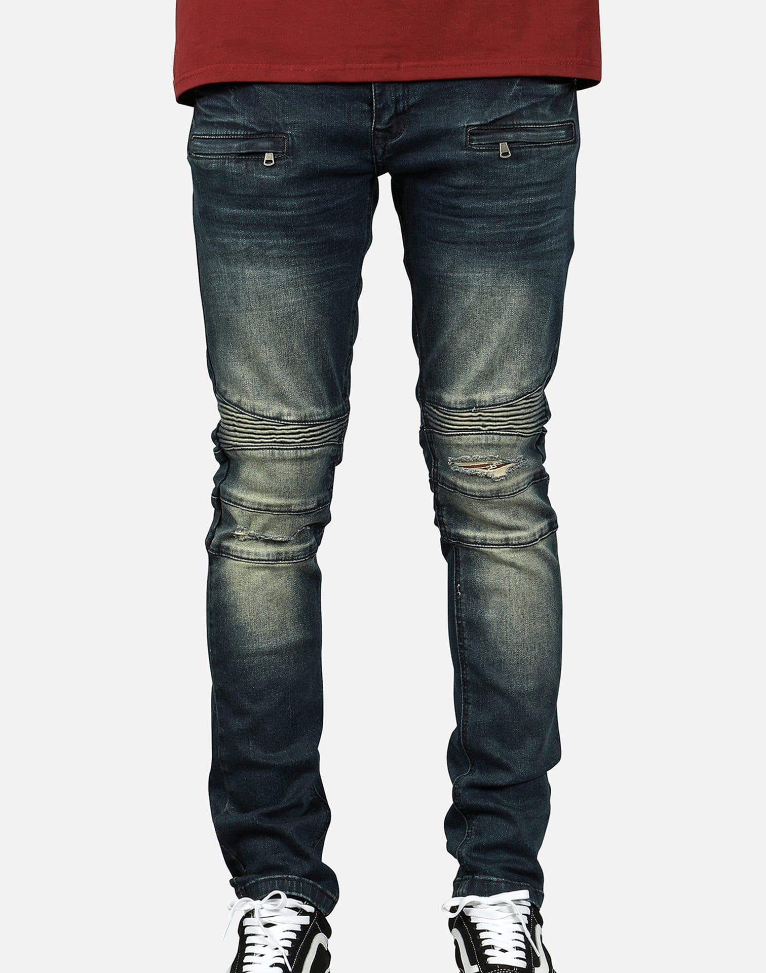 Kilogram Inc. Men's Ripped Moto Jeans