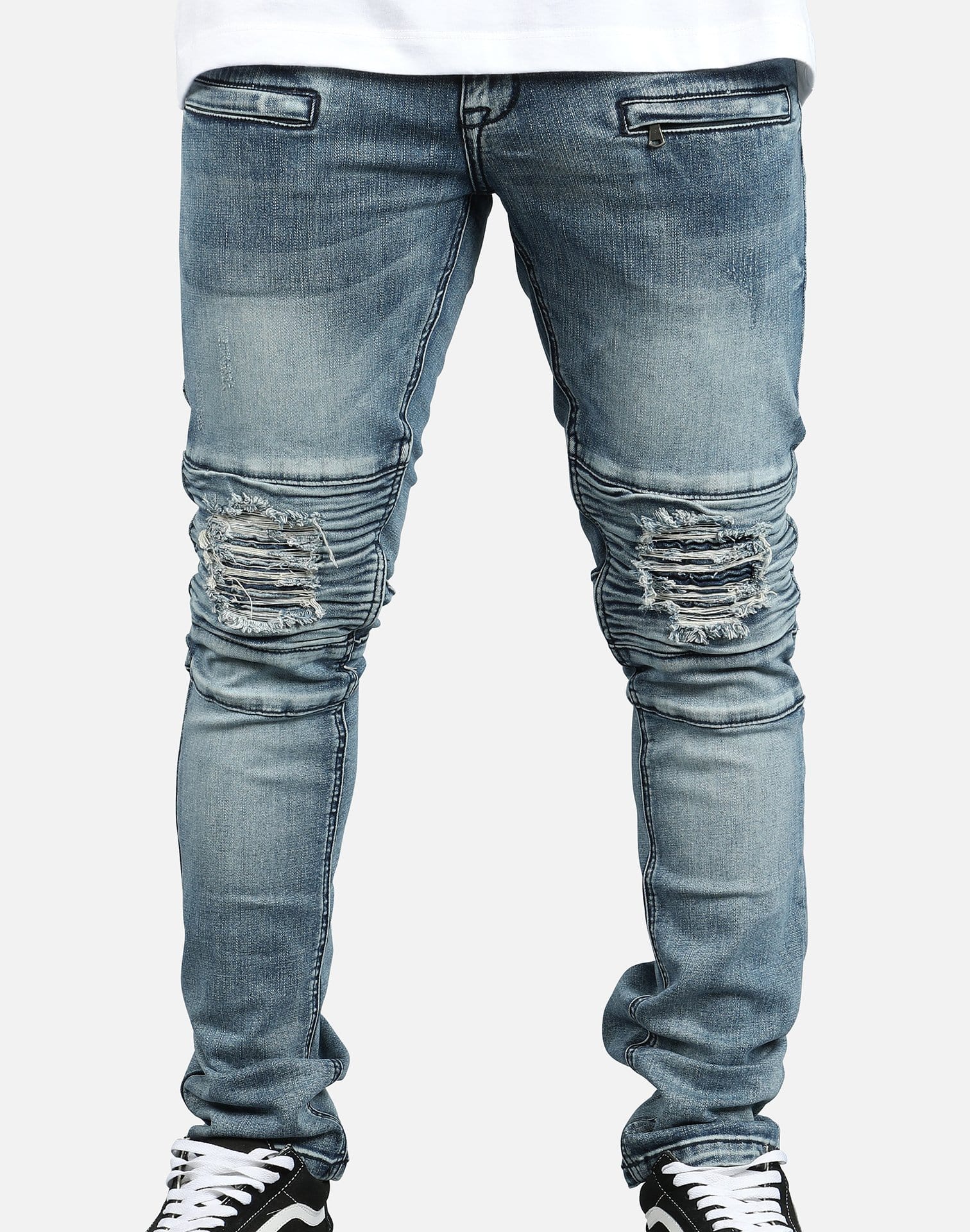 Kilogram Inc. Distressed Moto Jeans