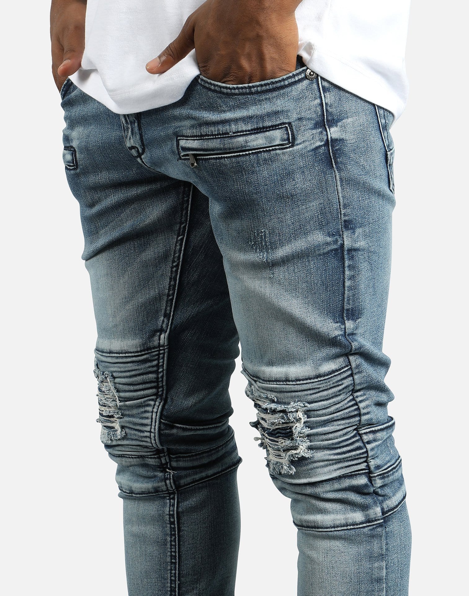 Kilogram Inc. Distressed Moto Jeans