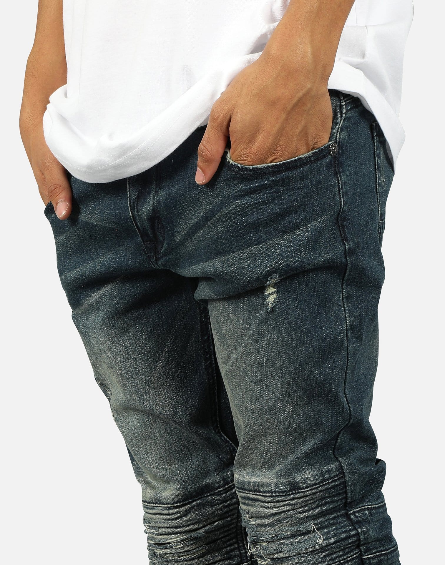 Kilogram Inc. Men's Distressed Moto Jeans