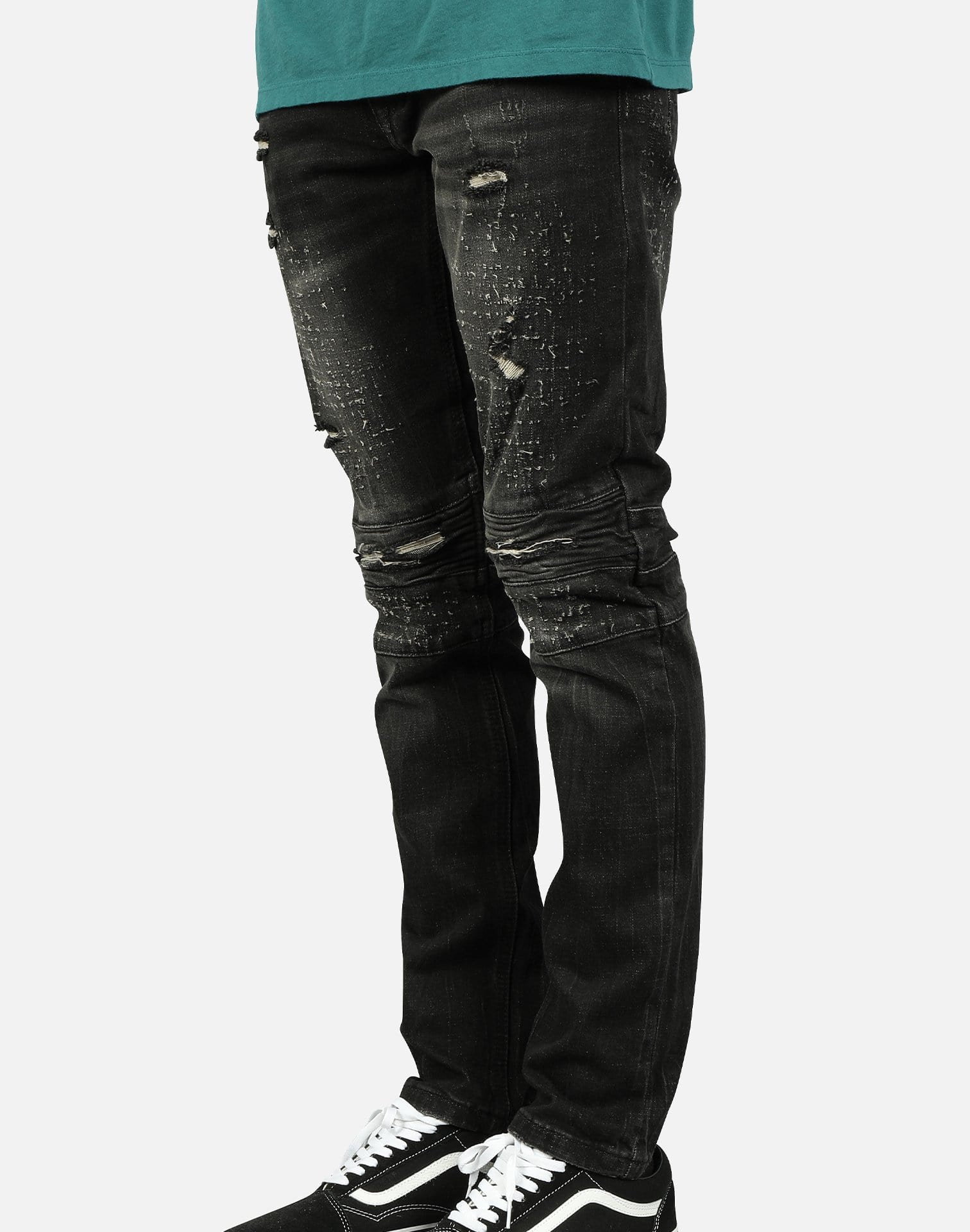 Kilogram Inc. Men's Distressed Moto Jeans