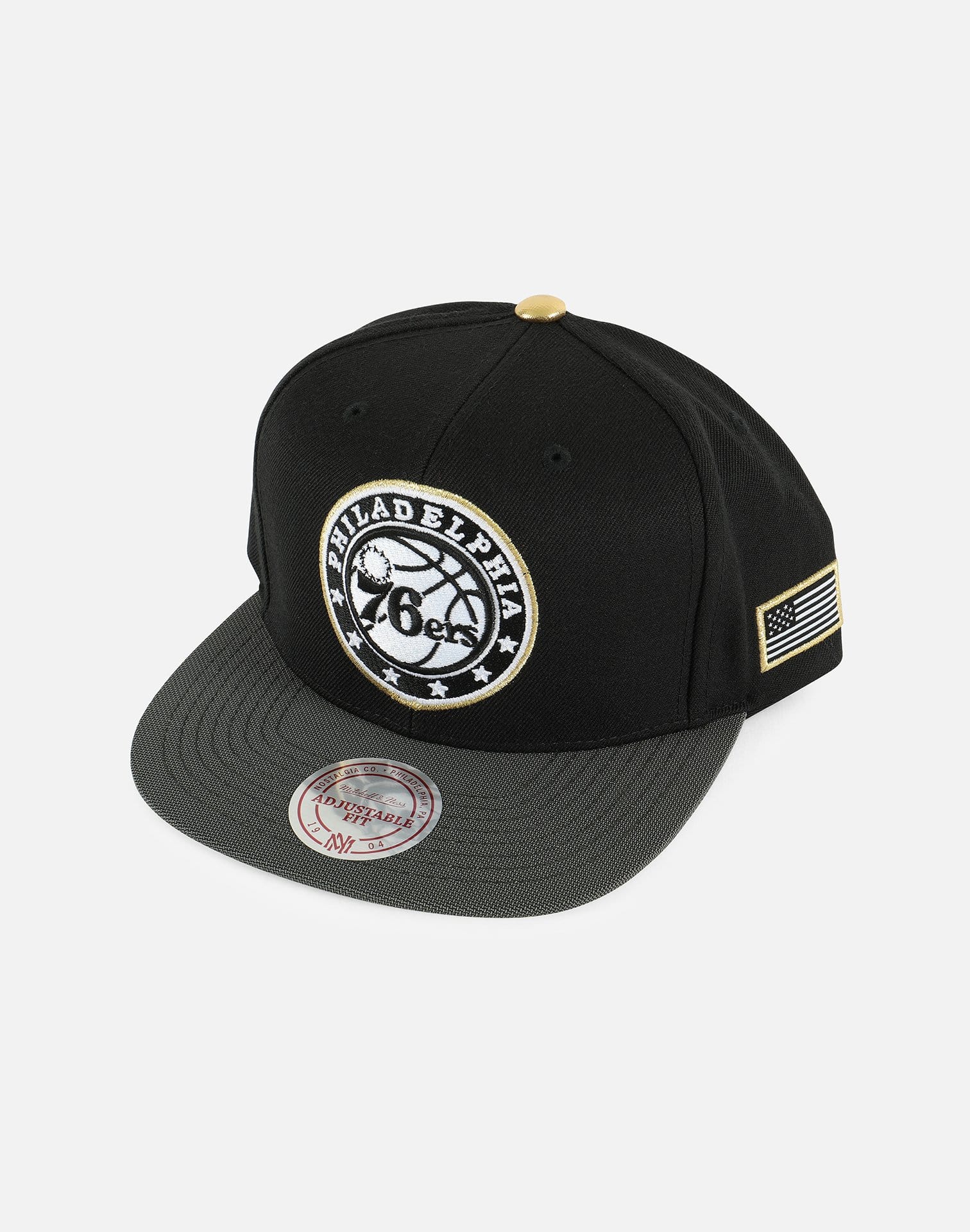 Mitchell & Ness PHILADELPHIA 76ERS GOLD TIP SNAPBACK HAT