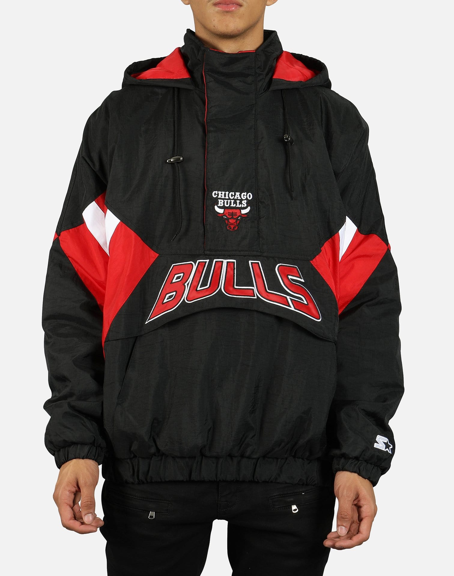 Chicago Bulls Starter Home Team Hoodie Half-Zip Jacket - Red