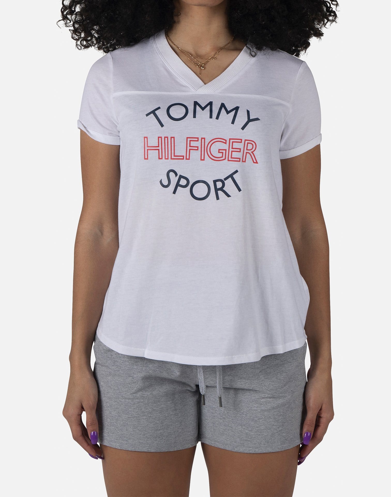 Tommy Hilfiger Women's Logo Sport V-Neck Tee