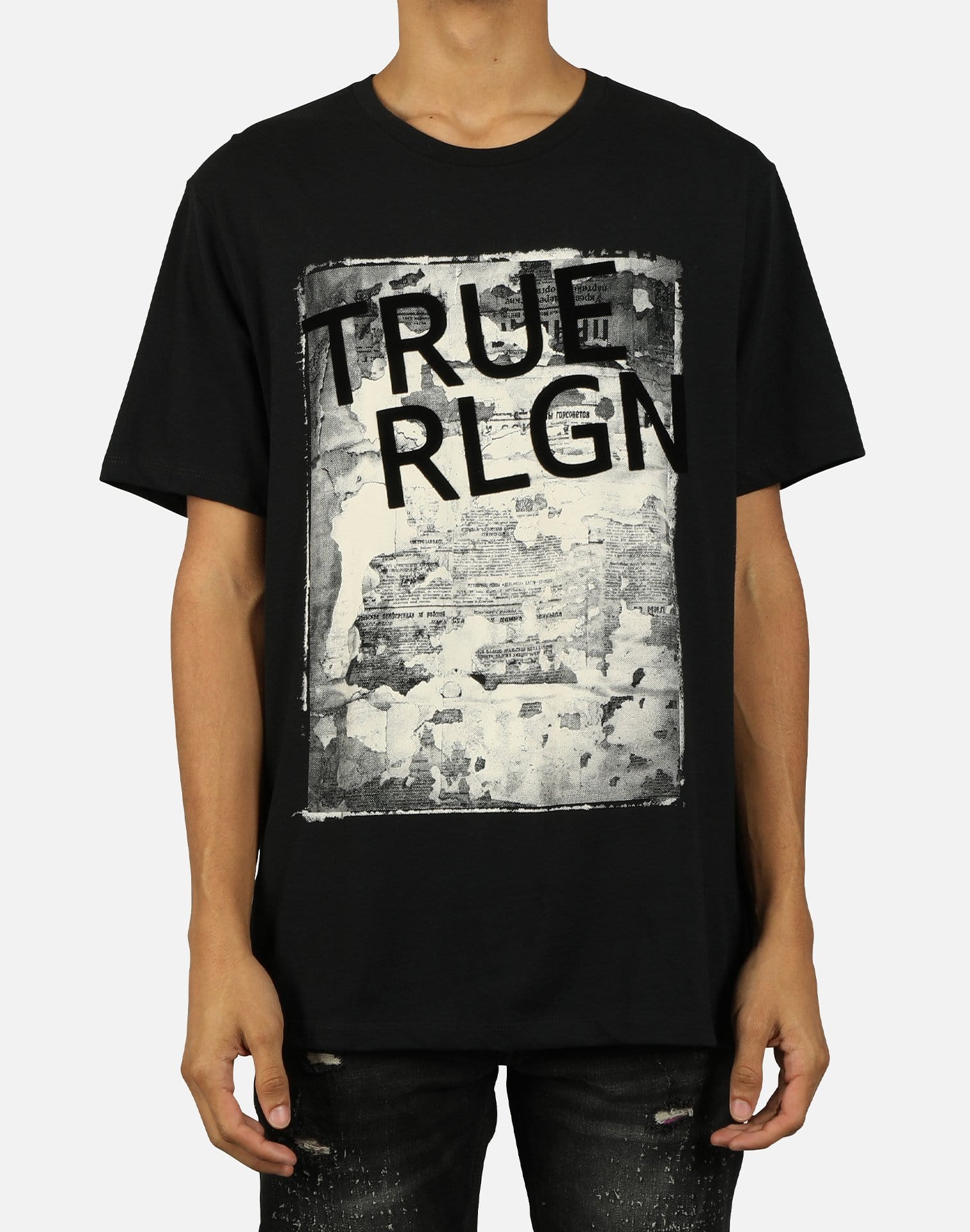 True Religion Men's Newspaper TR Branded Tee