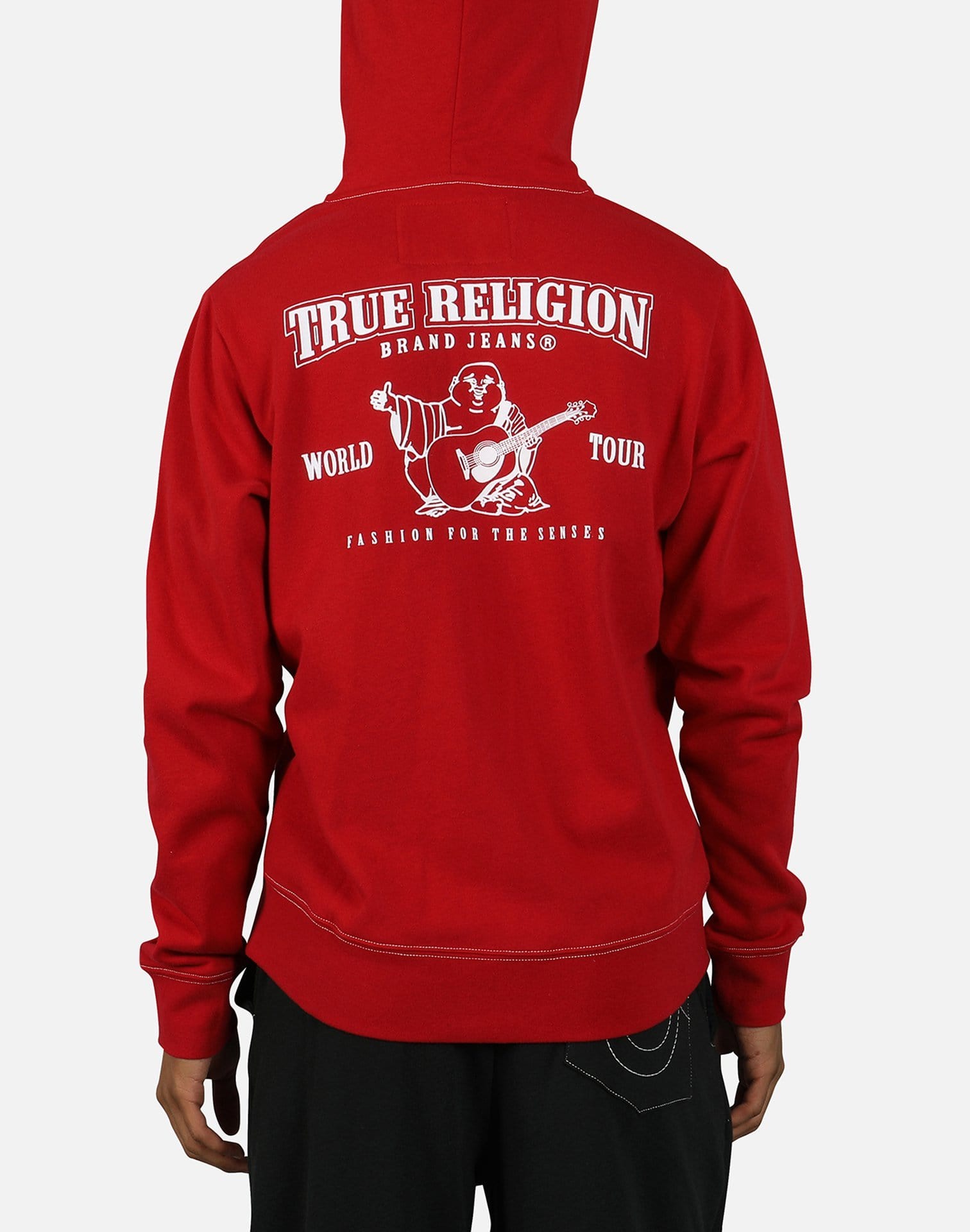 True Religion Men's Classic Logo Zip Up Hoodie Red XL